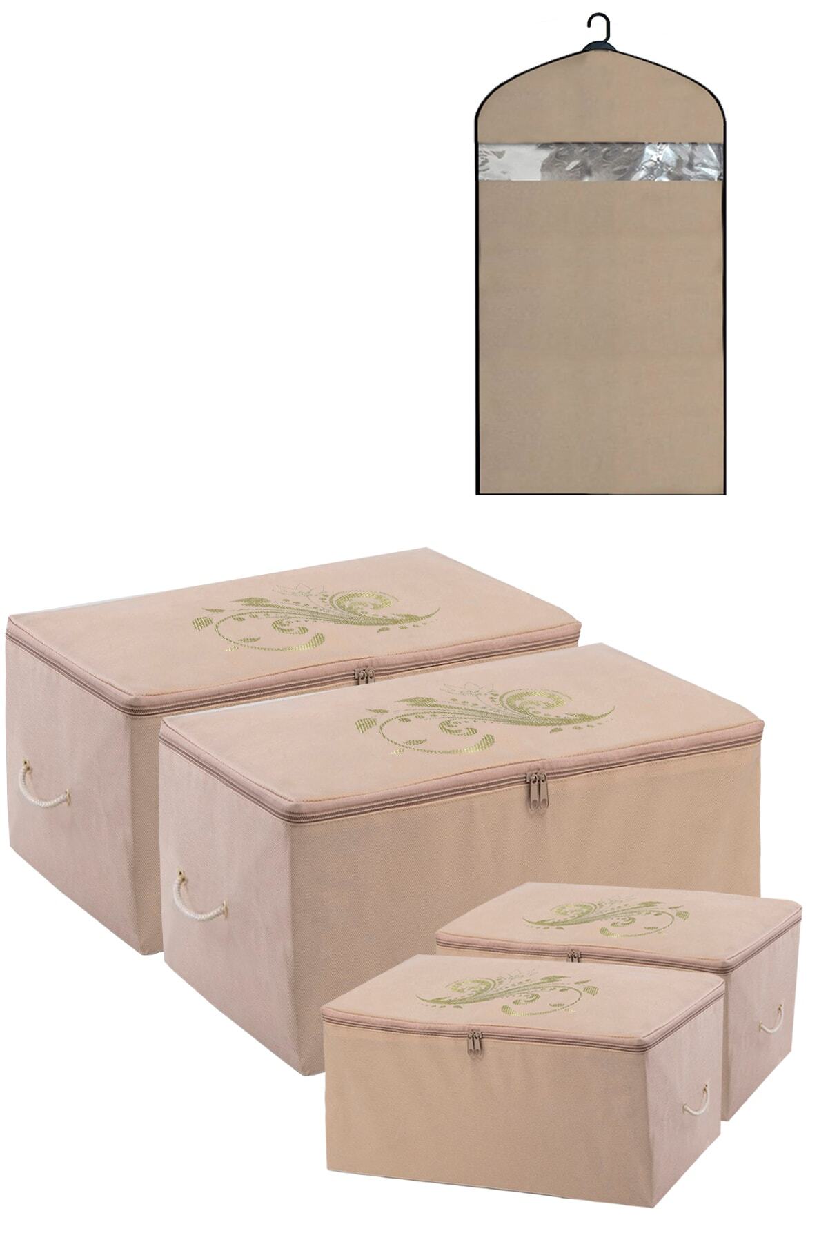 umbellatum Hurç - Organizer - Saklama Çantası Büyük 74x46x46 Cm , Küçük 30x22x18 Boy Ve Elbise Kılıfı 5'lı Set