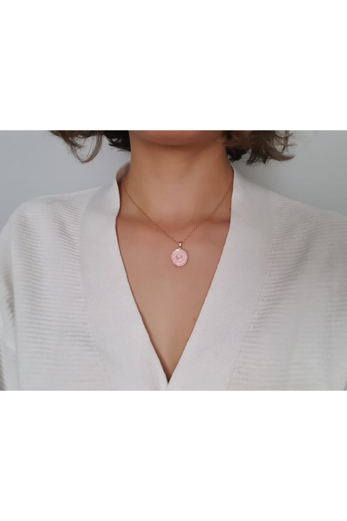 Dark Moon Accessories Ay Detaylı Pembe Kolye
