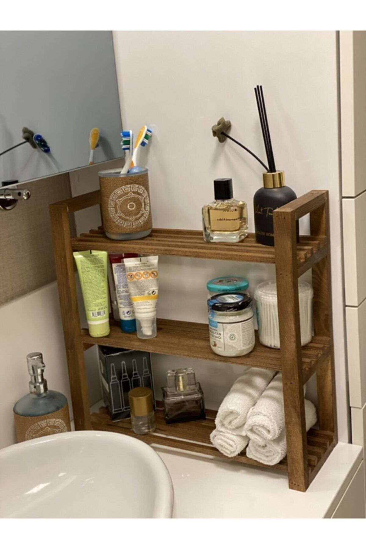 dekoriker Ahşap 3 Raflı Banyo Ve Mutfak Düzenleyici Organizer Ykm