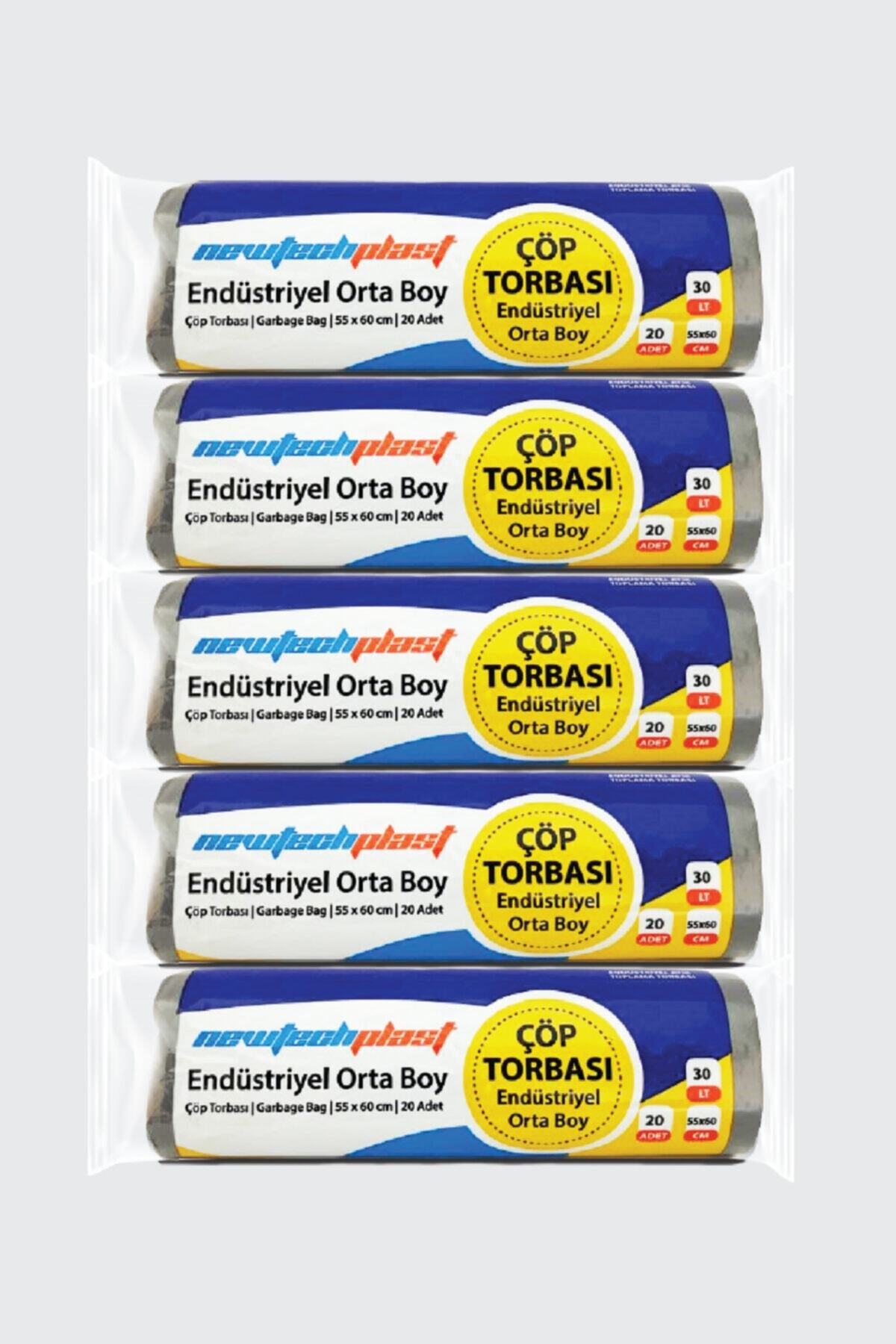 Newtechplast 5 Rulo Endüstriyel Orta Boy 55x60 Cm(jelatinli) Çöp Poşeti Torbası