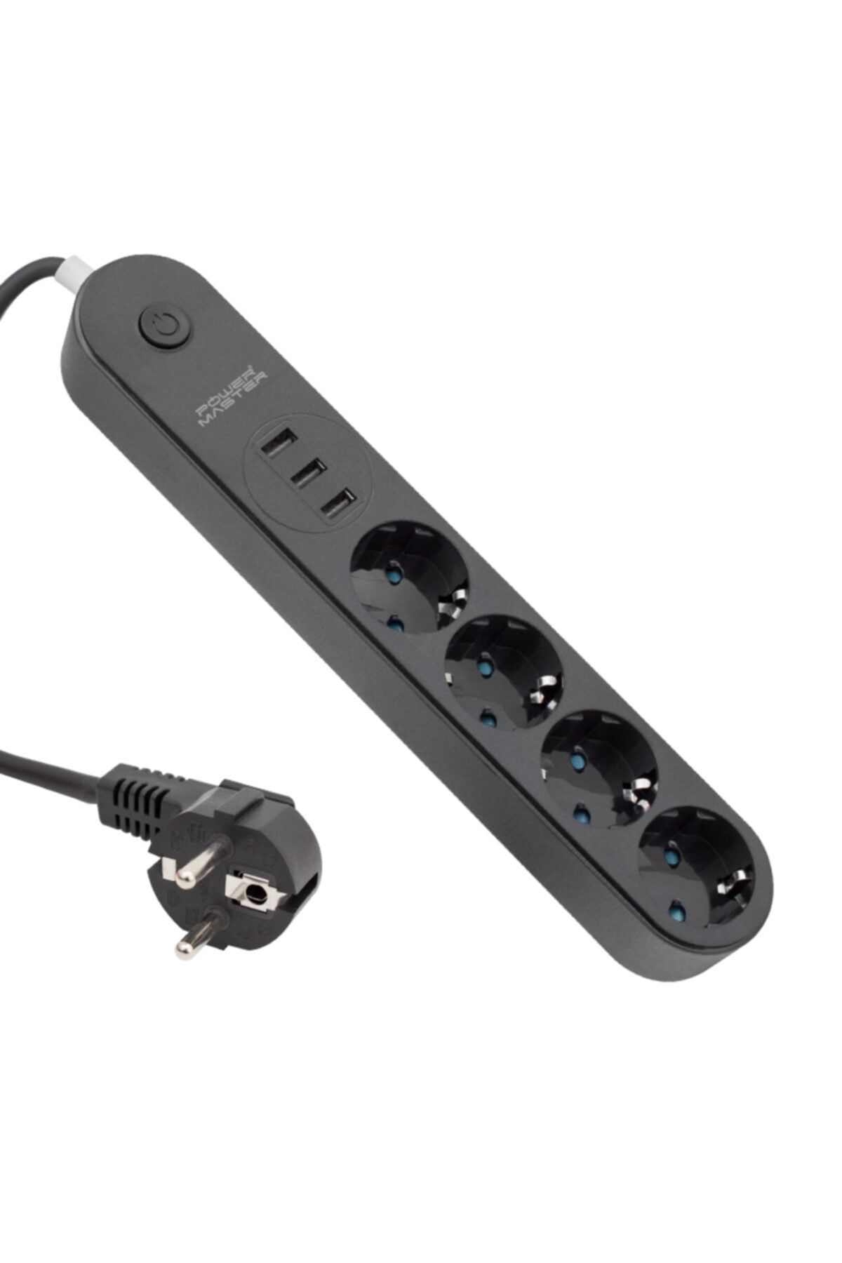 Powermaster Pm-7748 4lü 3 Usbli 1.5 Metre Termal Akım Korumalı Oval Kasa Grup Priz  10a-2500w