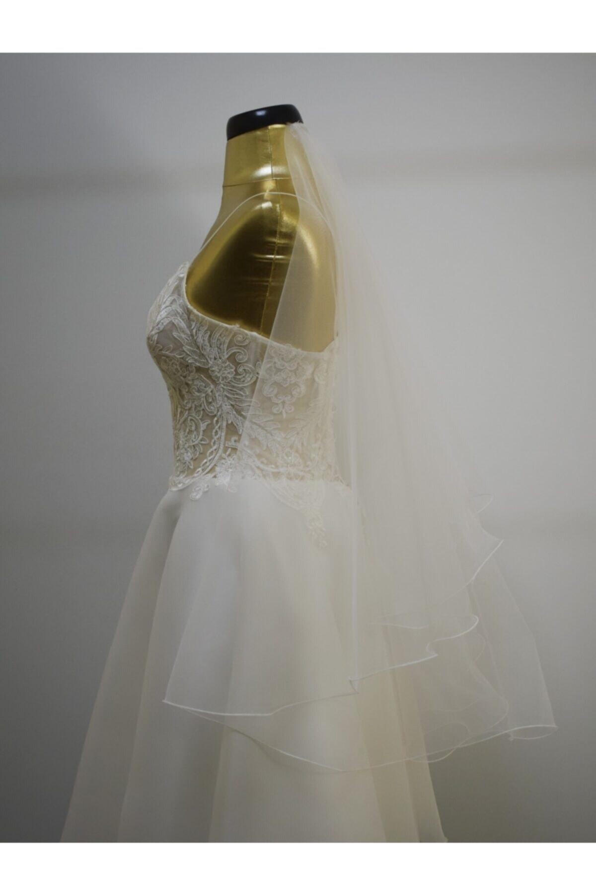 paris in paris 2 Katlı Gelin Duvağı Kırık Beyaz Taraklı Uzun Katı 95cm Kısa Katı 65 Cm 1.kalite Hayal Tül