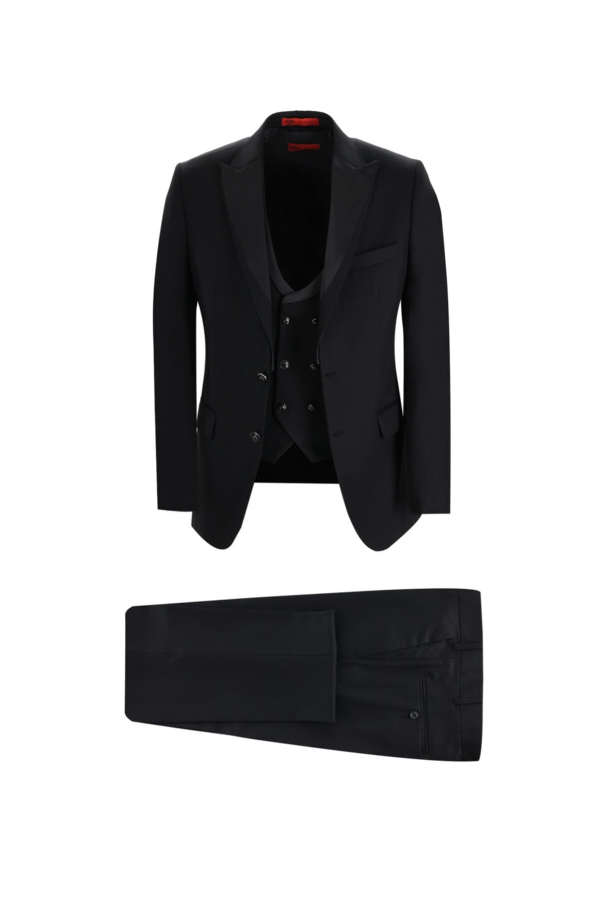 Kiğılı Slim Fit Sivri Yaka Yelekli Smokin & Damatlık