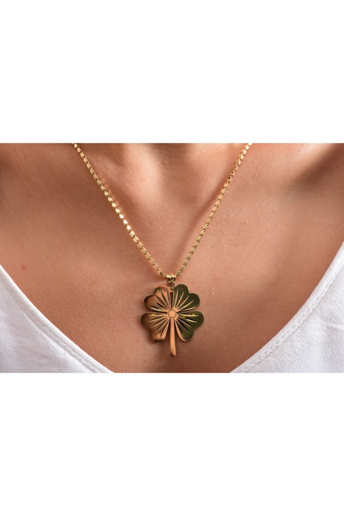 Goza Jewellery Büyük Yonca Model Altın Kolye Ucu