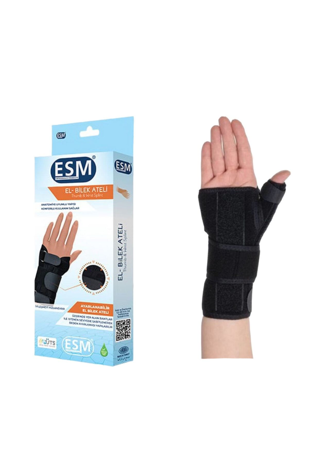 ESM Ortopedik Başparmak Destekli Bileklik Bilek Ateli Sol El Uyumlu