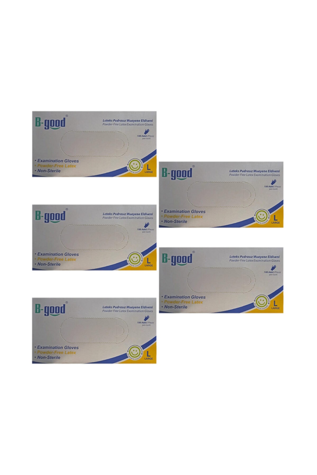 BGOOD Pudrasız Lateks Eldiven Large 100 Adet 5'li Paket