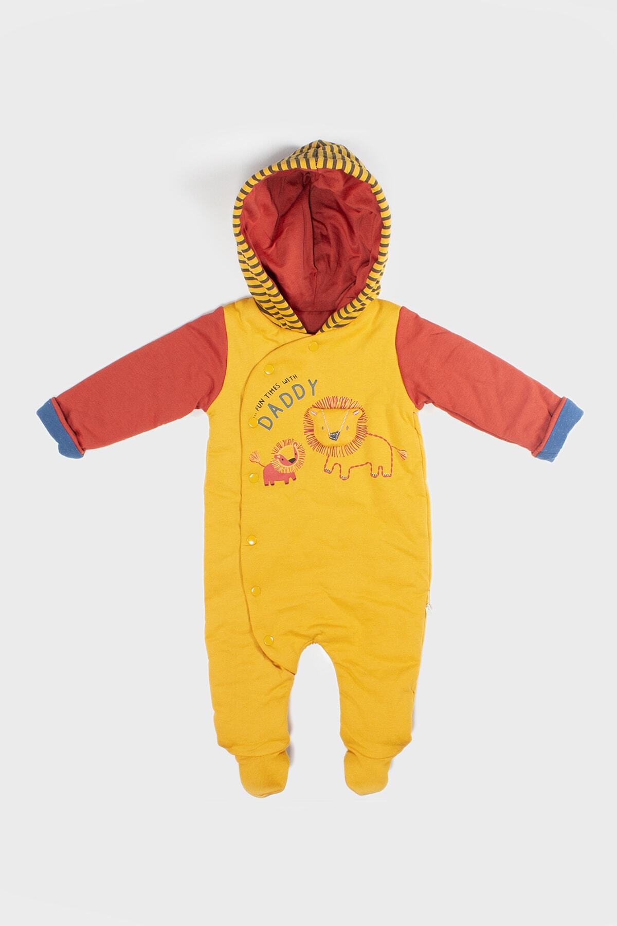 WOYKİDS Erkek Bebek Sarı Tulum Lion Te7354