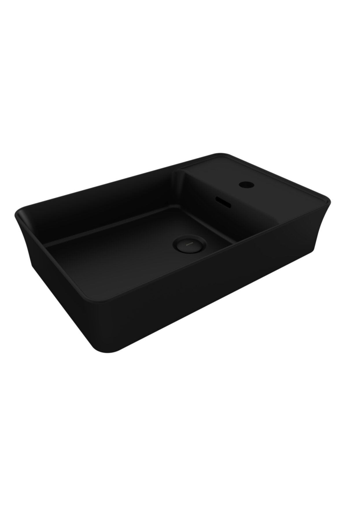 Bocchi Tezgah Üstü Dikdörtgen Bat. Banklı 60x38cm. Lavabo - Mat Siyah