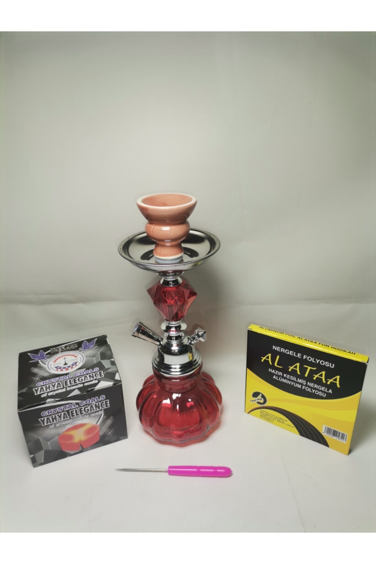 WolfHookah Küp Kırmızı Küçük Boy Nargile Seti