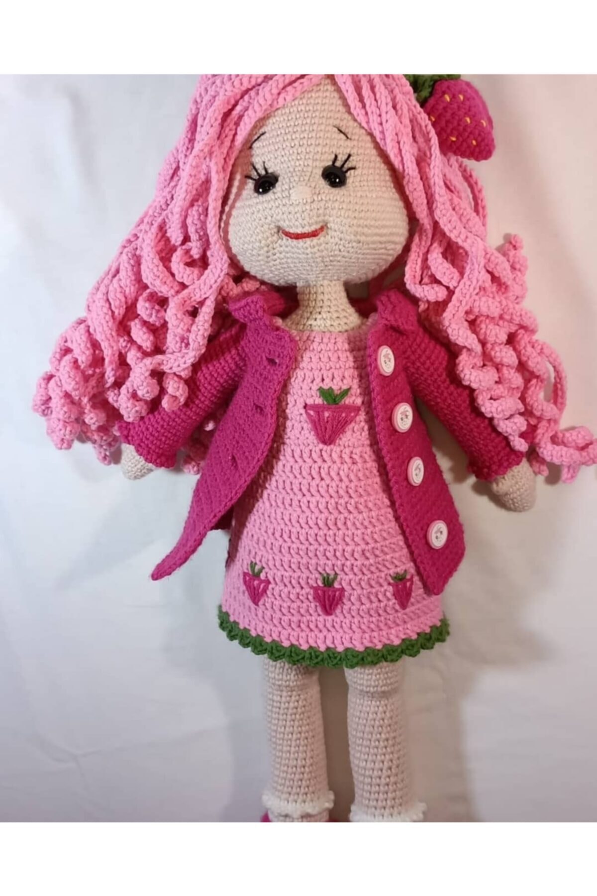 MarkaTurko Amigurumi Organik Örgü Oyuncak Çilek Kız