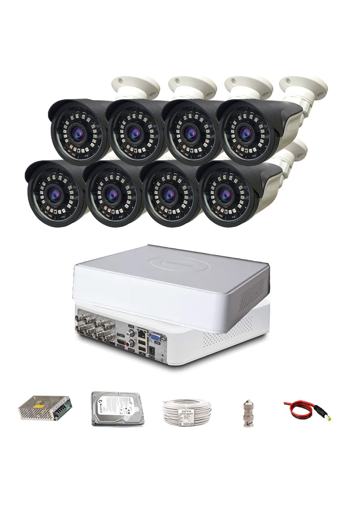 qromax Pro 5018 8 'li 5 Megapiksel Sony Lens 1080p Sensör Metal Kasa Güvenlik Kamerası Seti