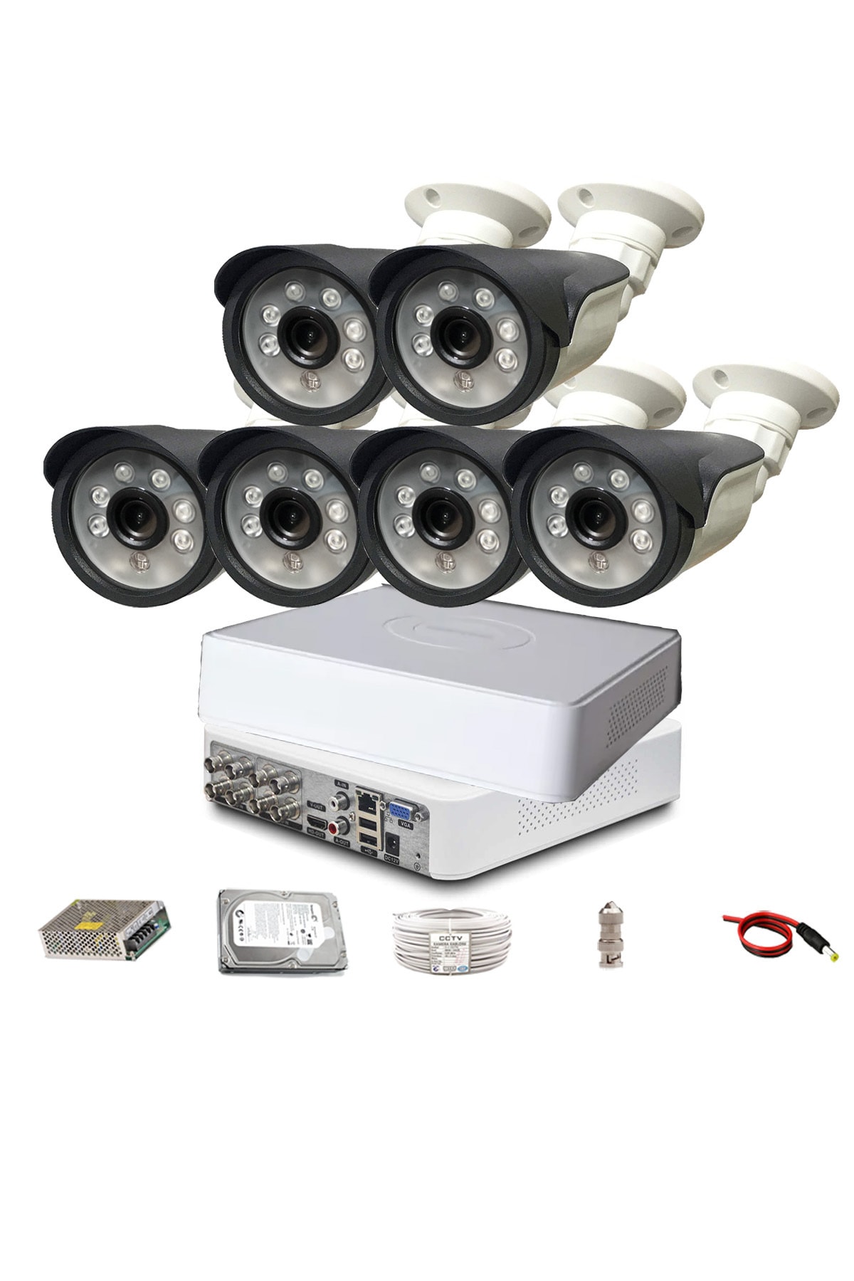 qromax Pro 50sk6 6 'lı 5 Megapiksel Sony Lens 1080p Sensör Metal Kasa Güvenlik Kamerası Seti