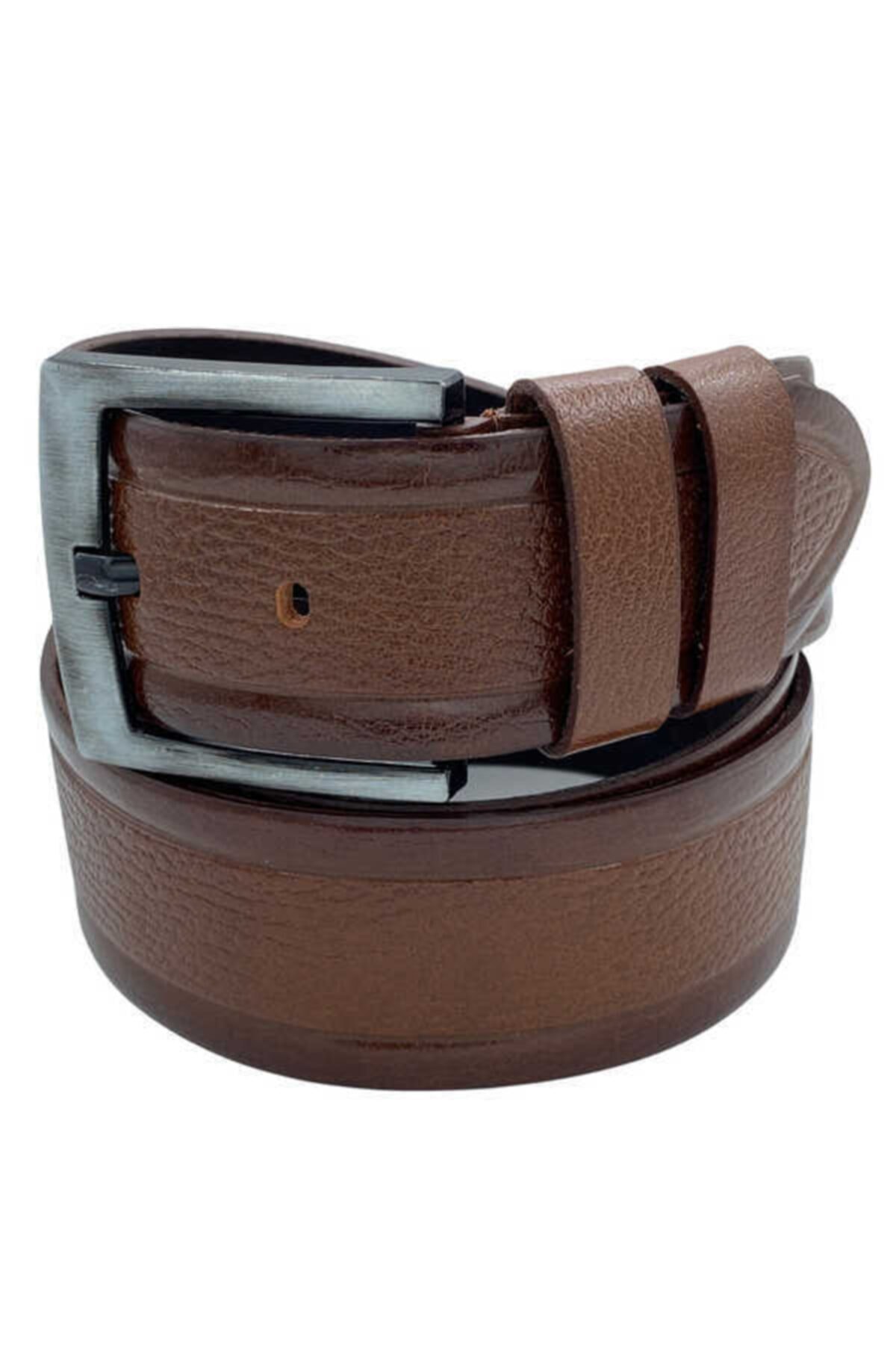 Süzer Deri 4.5 Cm. Spor Hakiki Deri Desenli Model Kemer Kahverengi