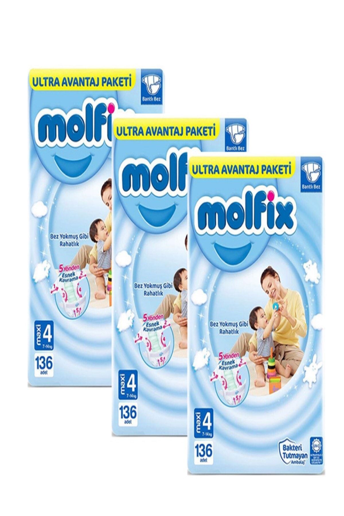 Molfix Bebek Bezi Ultra Avantaj Paketi 4 No 136 lı x 3 Adet