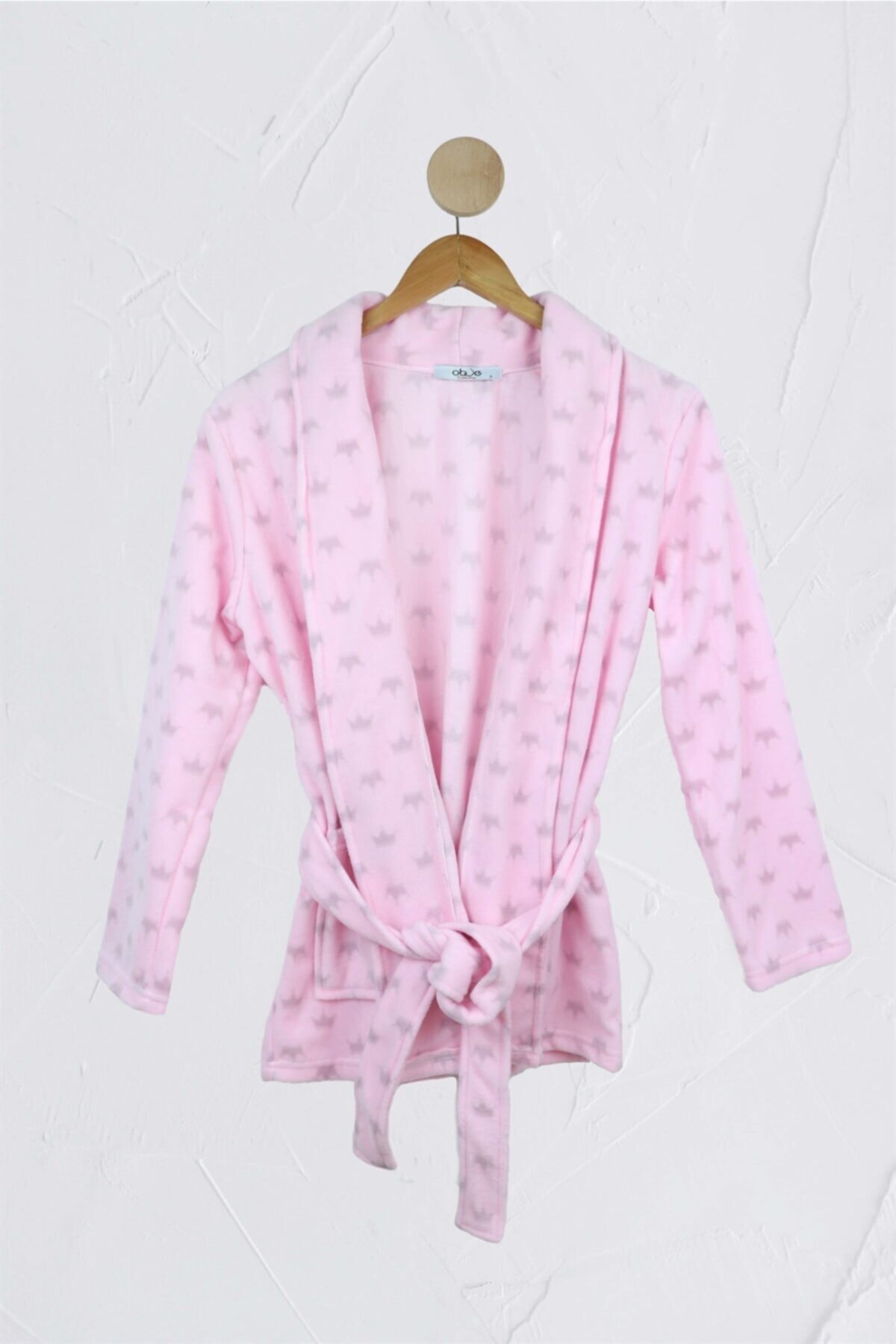OBJE Kadın Pembe Taçlı Polar Sabahlık