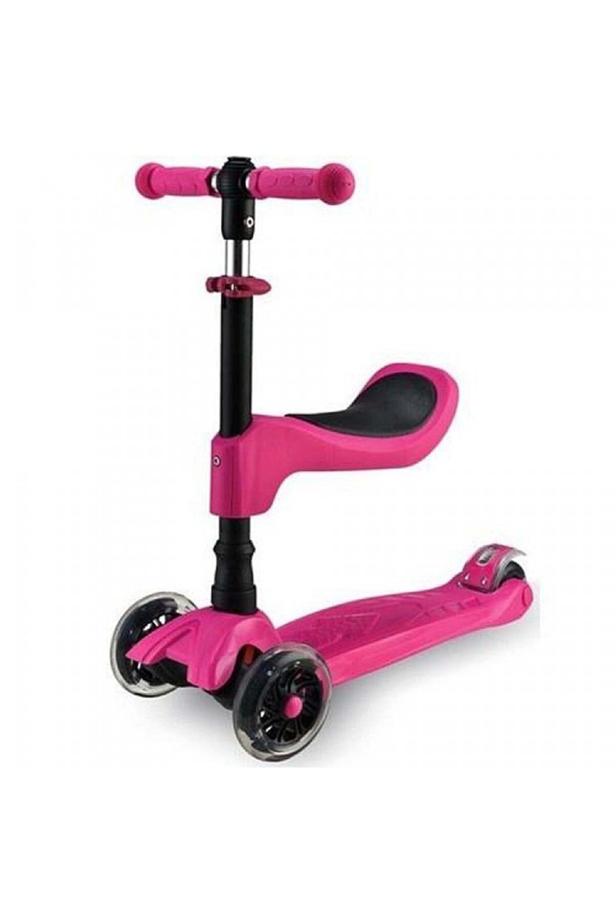 BabyHope Üç Tekerlekli Yükseklik Ayarlı Işıklı Scooter Flt-199 Pembe