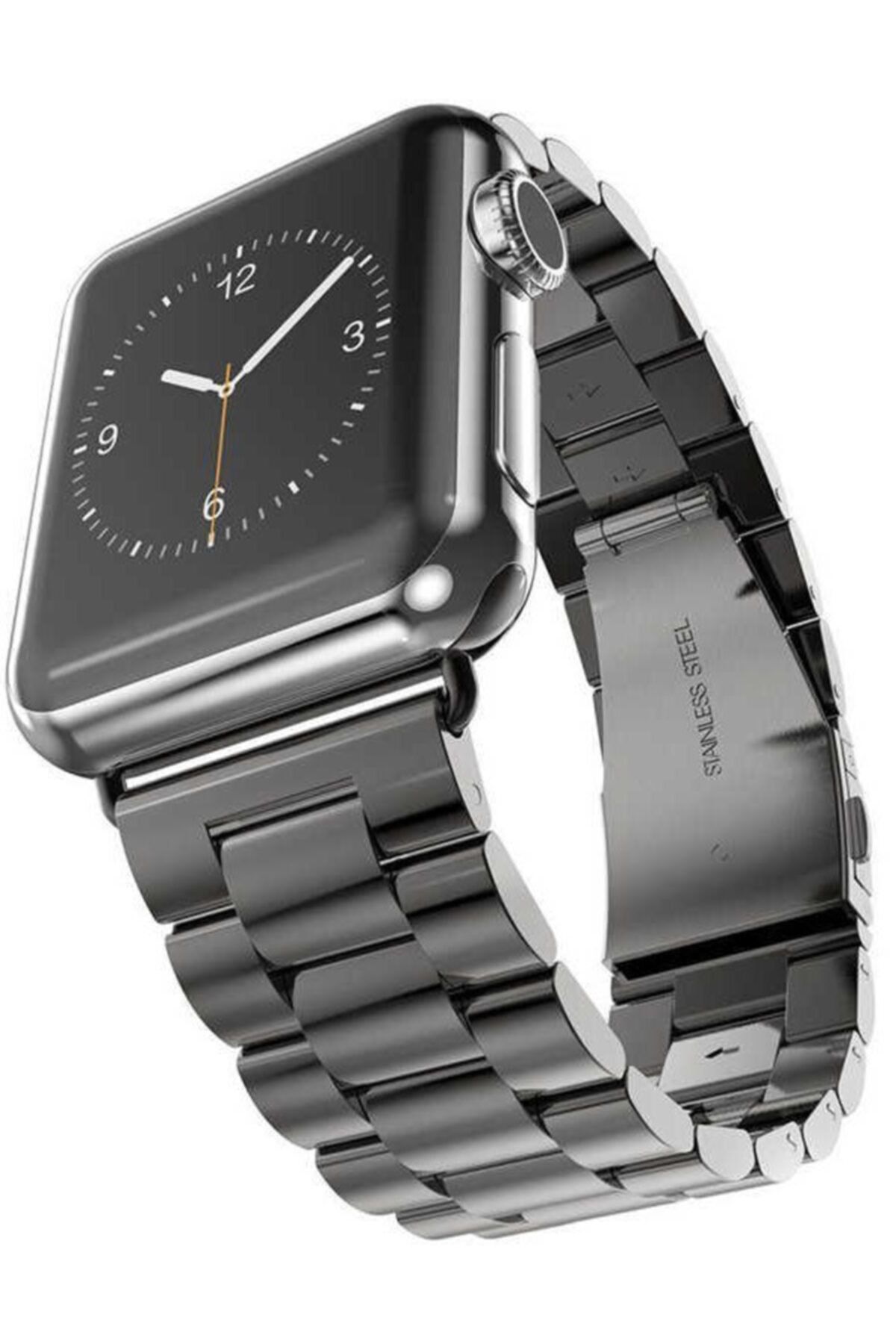 Apple Watch Series 7 42 44 45 Mm Krd04 Klipsli Metal Kordon Kayış Siyah Ve Socket