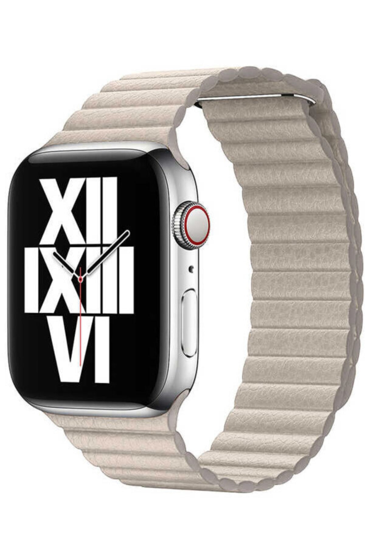 Apple Watch Series 7 42 44 45 Mm Deri Kordon Gold Ve Socket