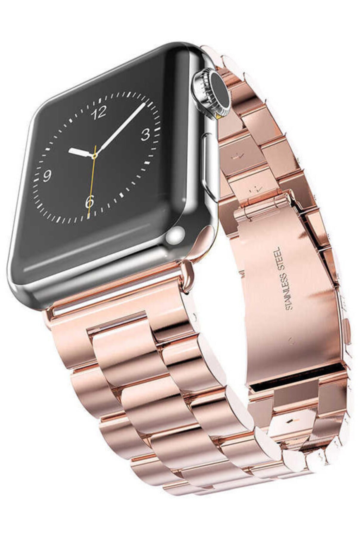 Apple Watch Series 7 38 40 41 Mm Krd04 Klipsli Metal Kordon Kayış Rose Ve Socket