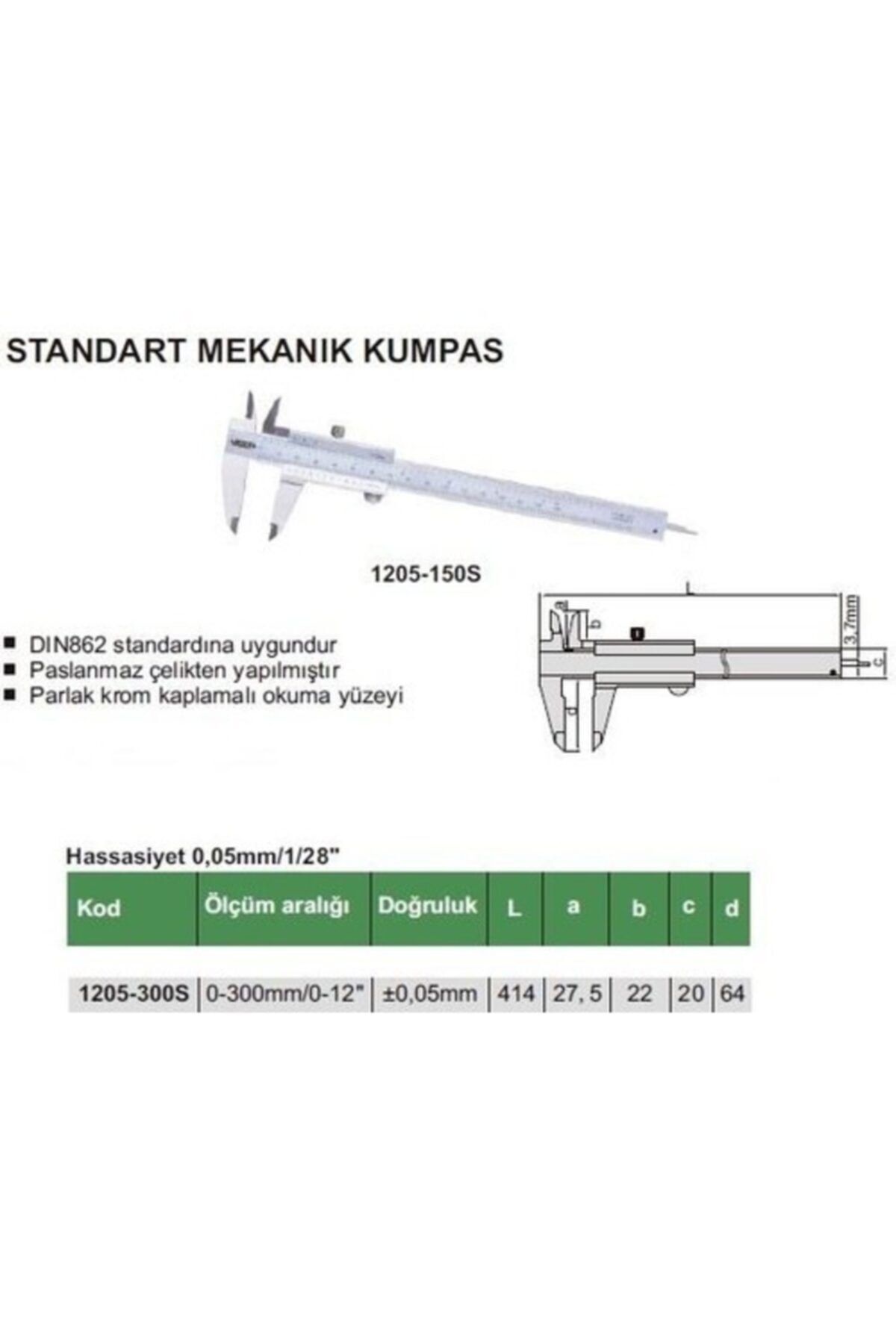 İnsize Insize Standart Mekanik Kumpas 1205-200s
