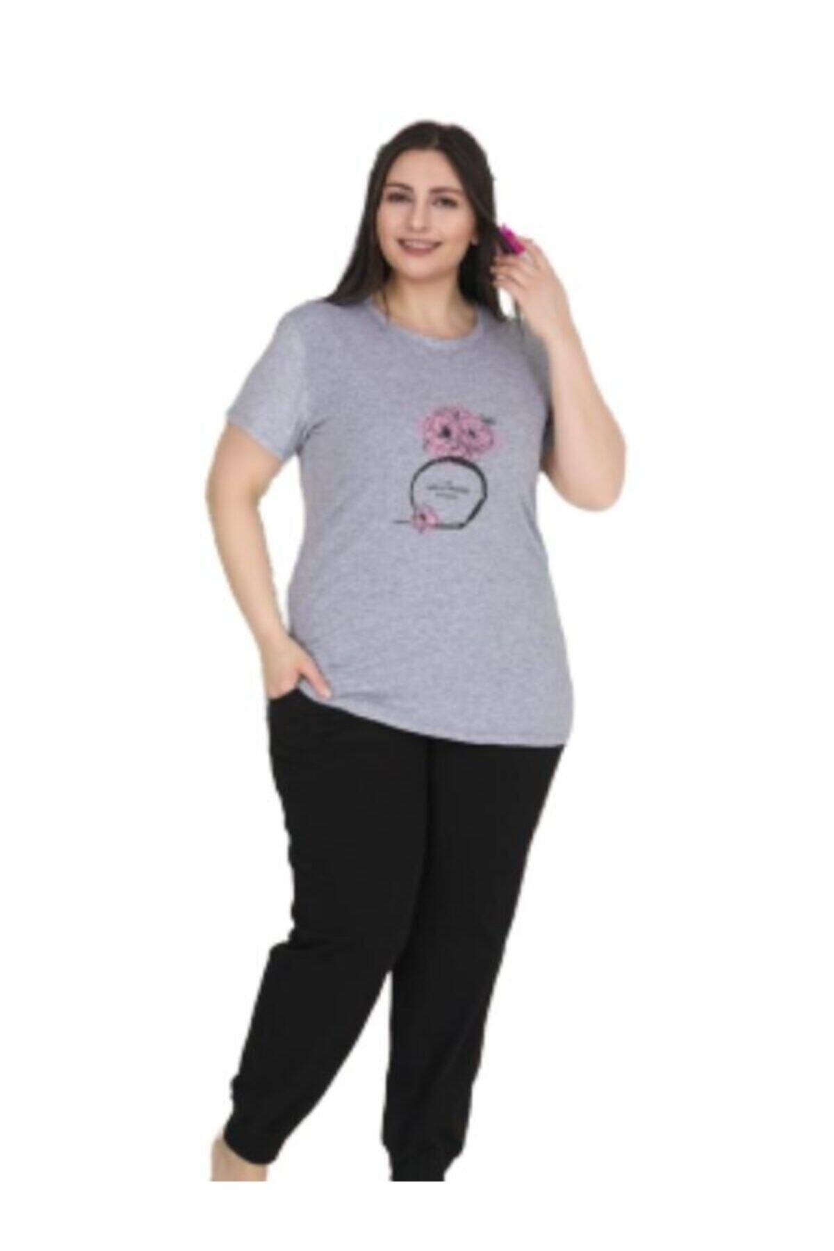 LONG NIGHT Kadın Büyük Beden Pijama Takımı Women's Plus Size Pajama Sets Big Size