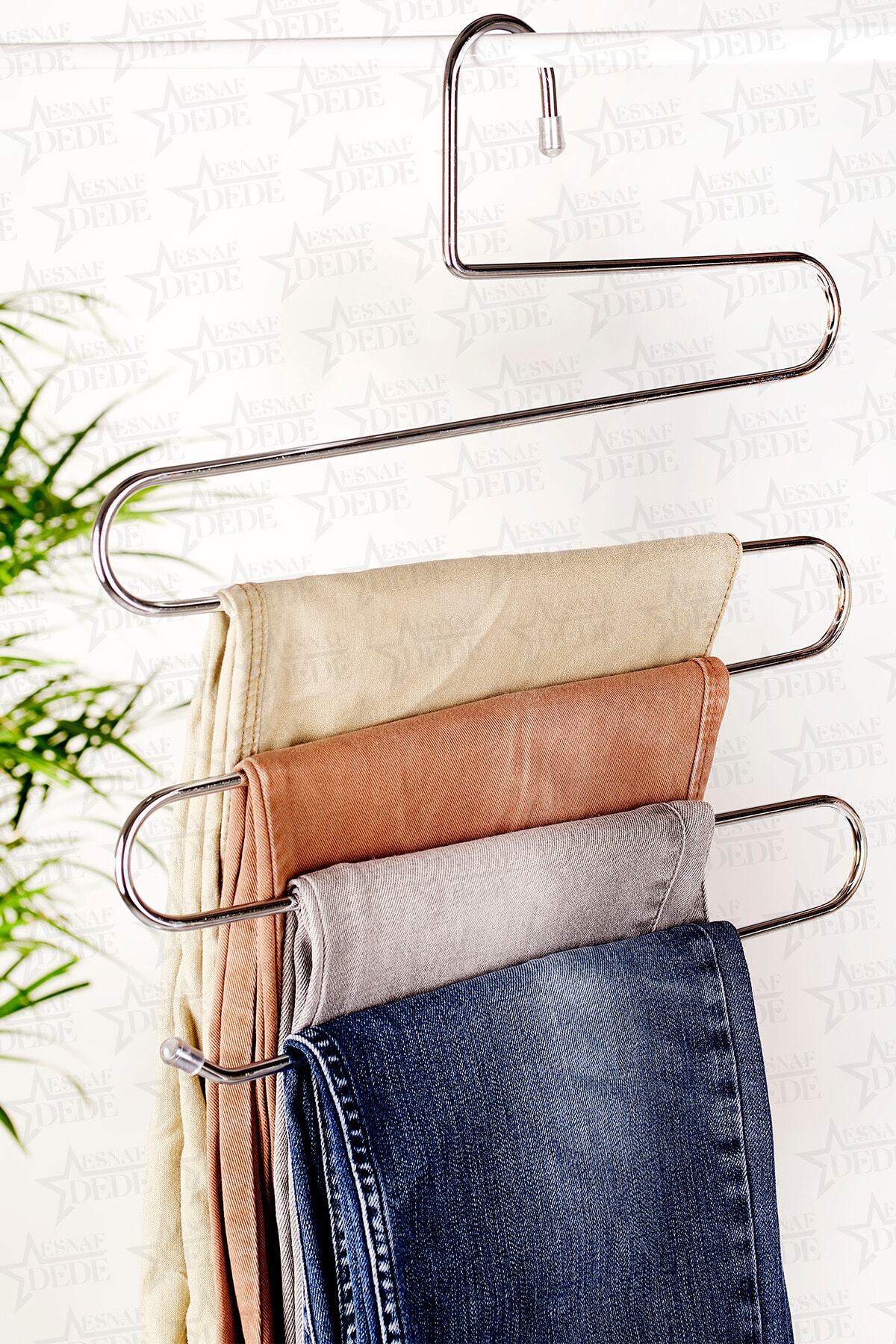 ESNAFDEDE 5 Katlı Pantolon Eşarp Fular Atkı Kaşkol Askısı Metal Askı Dolap Içi Askılık Düzenleyici Organizer