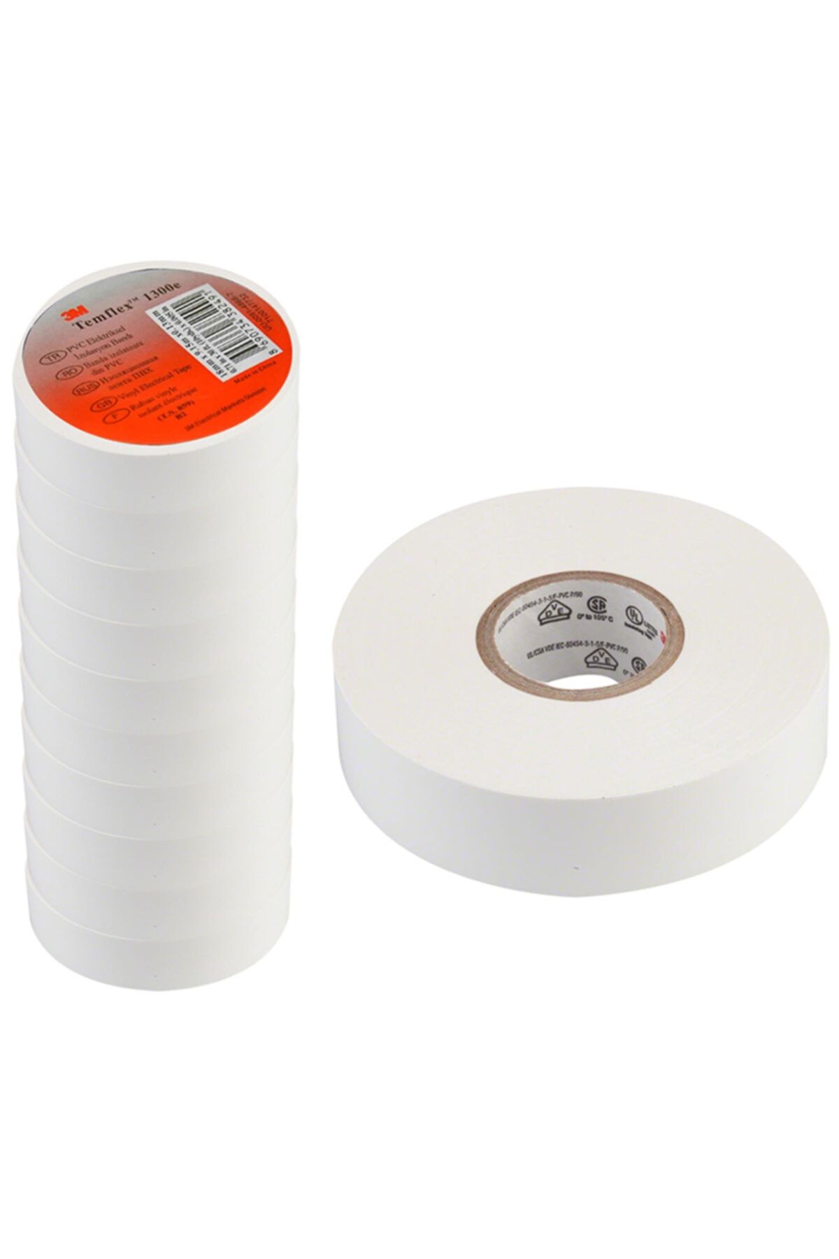 3M Temflex 1300e Pvc Izole Bant Beyaz 10luk Paket 0.1m X 19mm X 0.1m