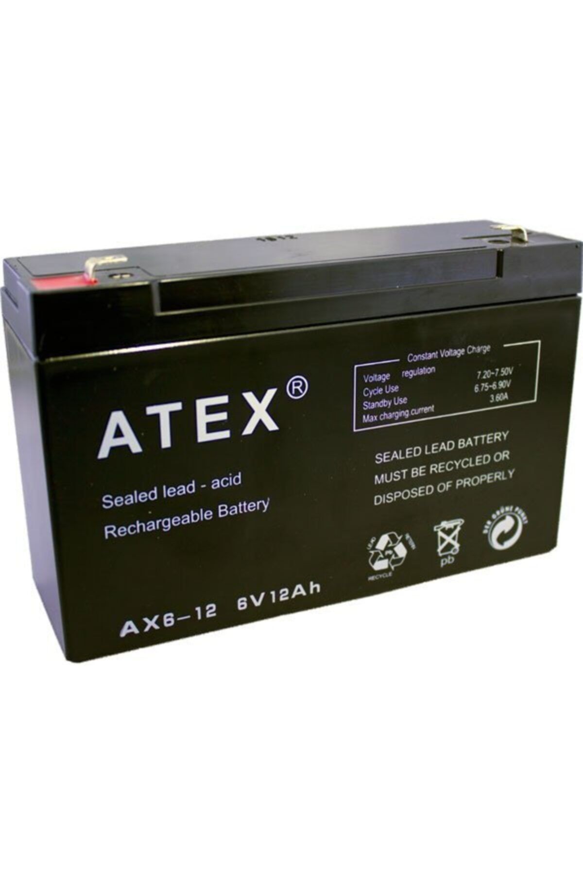 ATEX Ax-6v 12 Ah 151x50x94mm Kuru Akü K:10