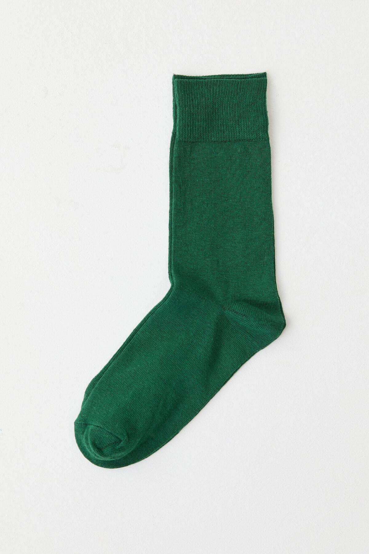 Suud Collection Yeşil Düz Soket Çorap