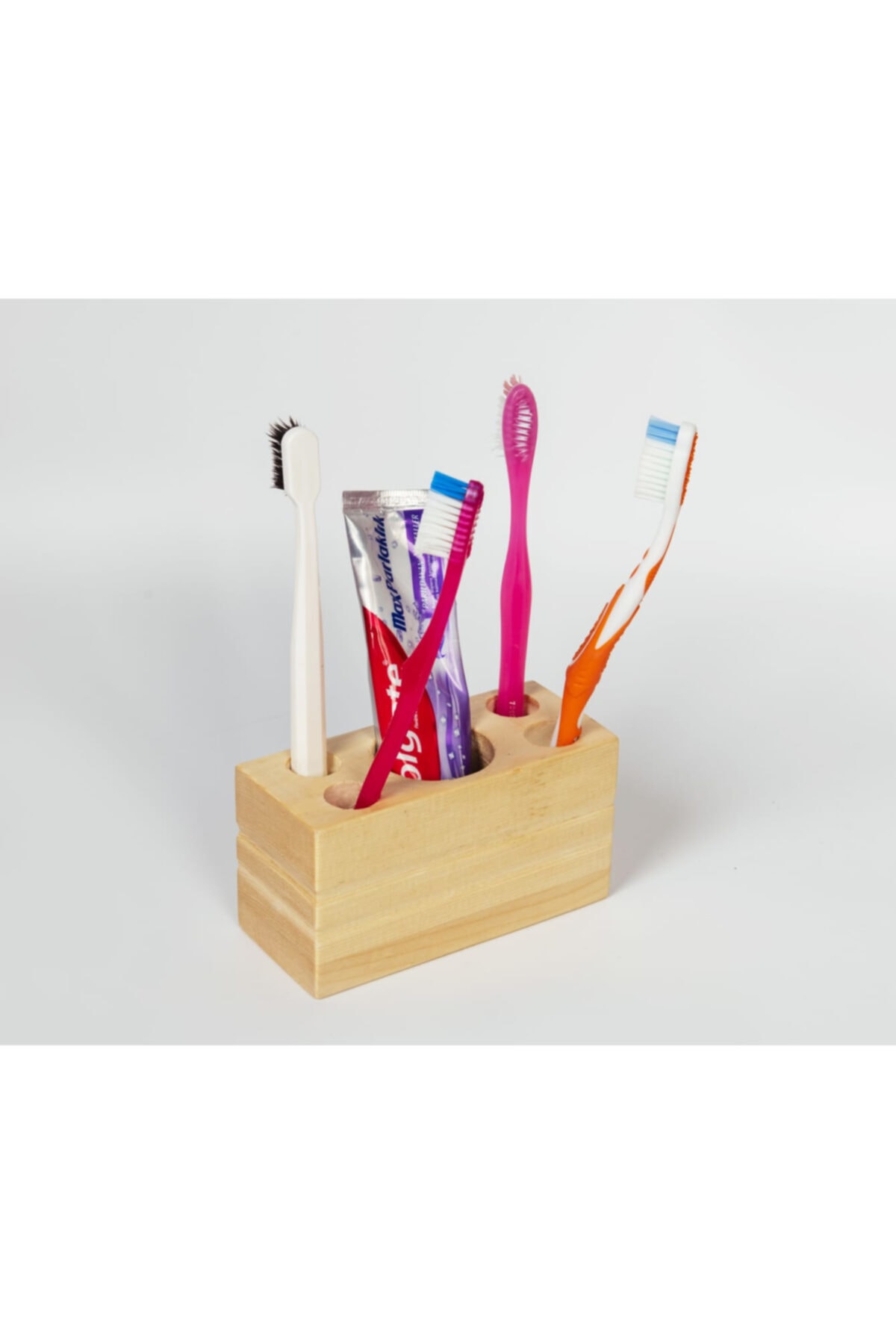 BENLİSSO HOME Ahşap Diş Fırçası Standı %100 Natural Diş Fırçalığı 4+1 Bölmeli