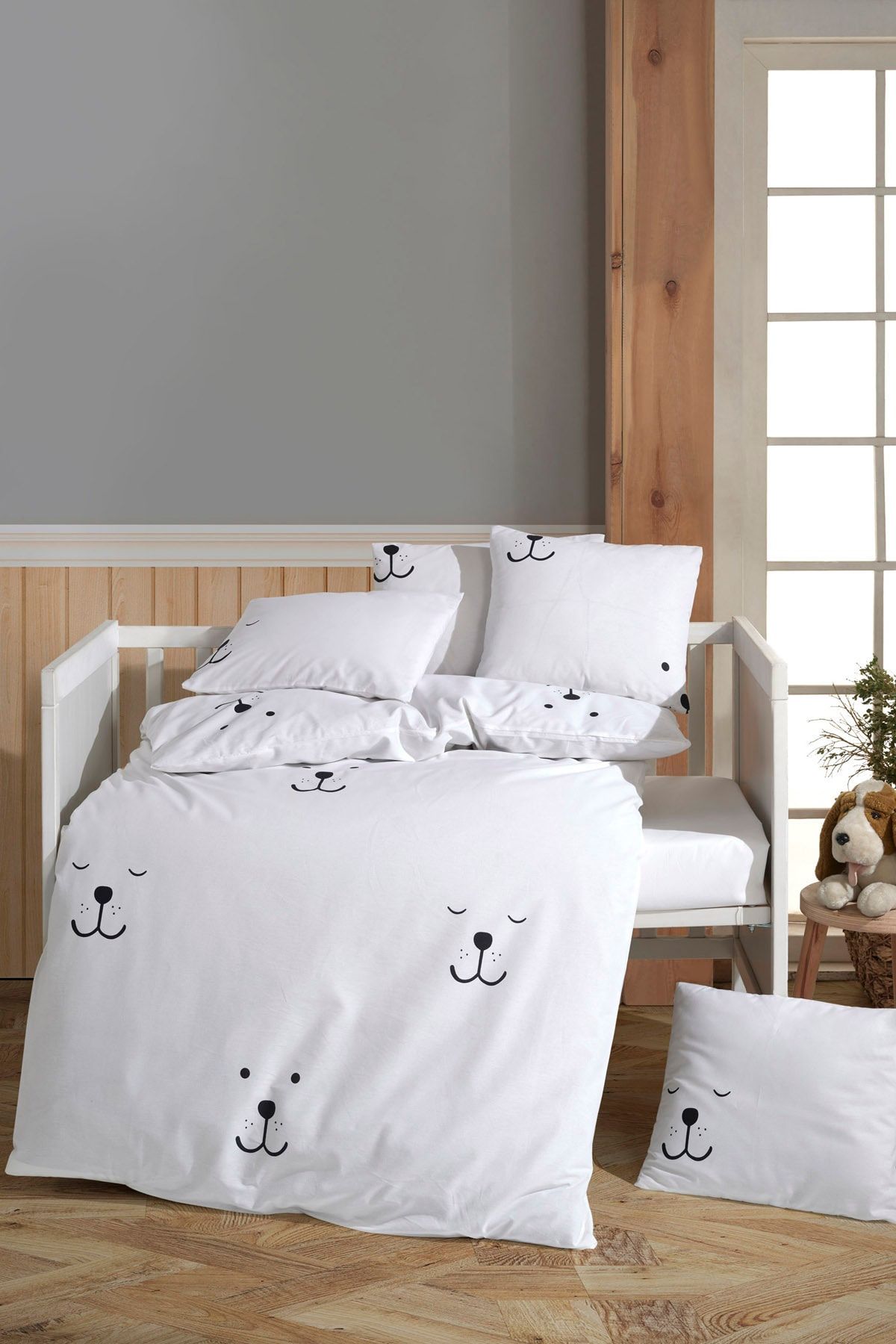 Enlora Home Enlora %100 Doğal Pamuk Bebek Nevresim Takımı Eles Beyaz
