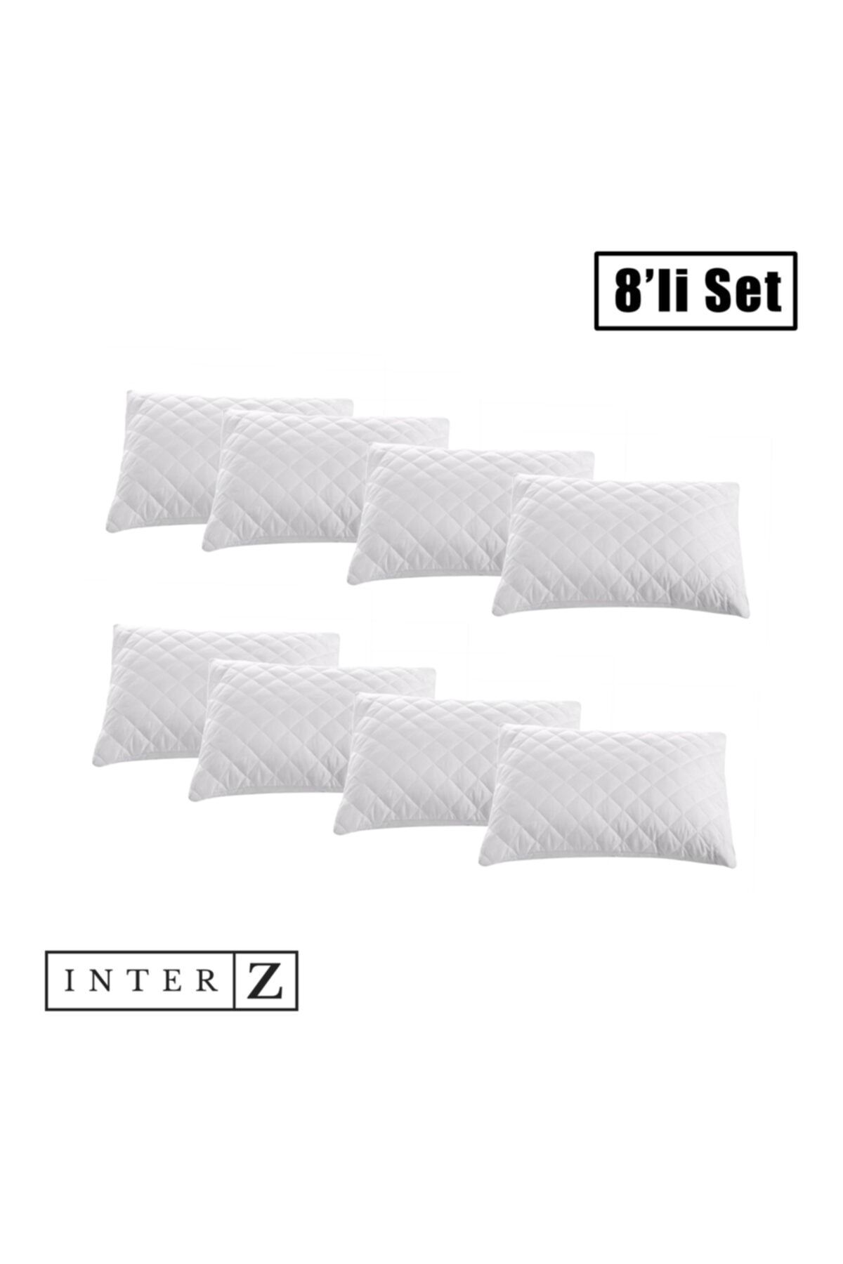 INTER Z 8'li Set Yastık Koruyucu, Pamuklu Kapitoneli Yastık Alezi, 50 X 70 Cm