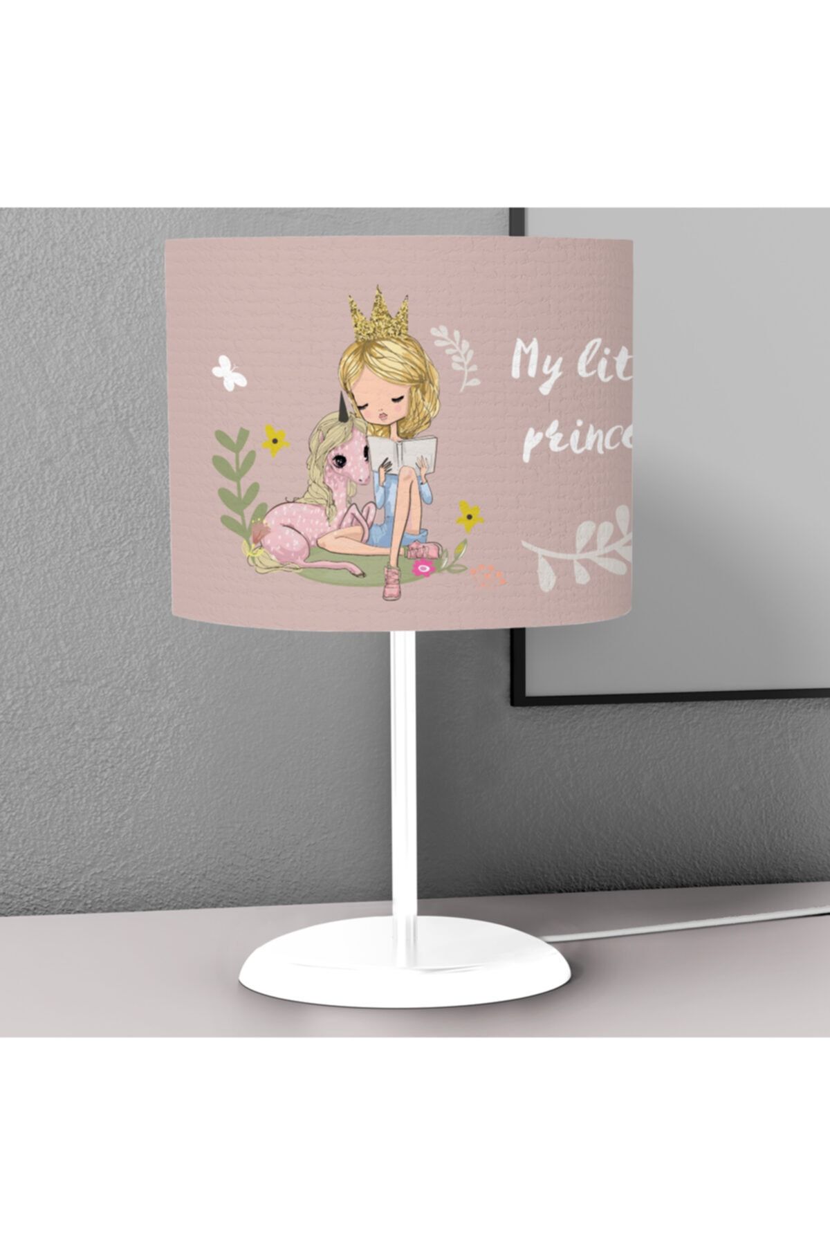 Tinybabyconcept Kitap Okuyan Kız Desenli Çocuk Odası Dijital Baskılı Çocuk Odası Masaüstü Abajur Avize