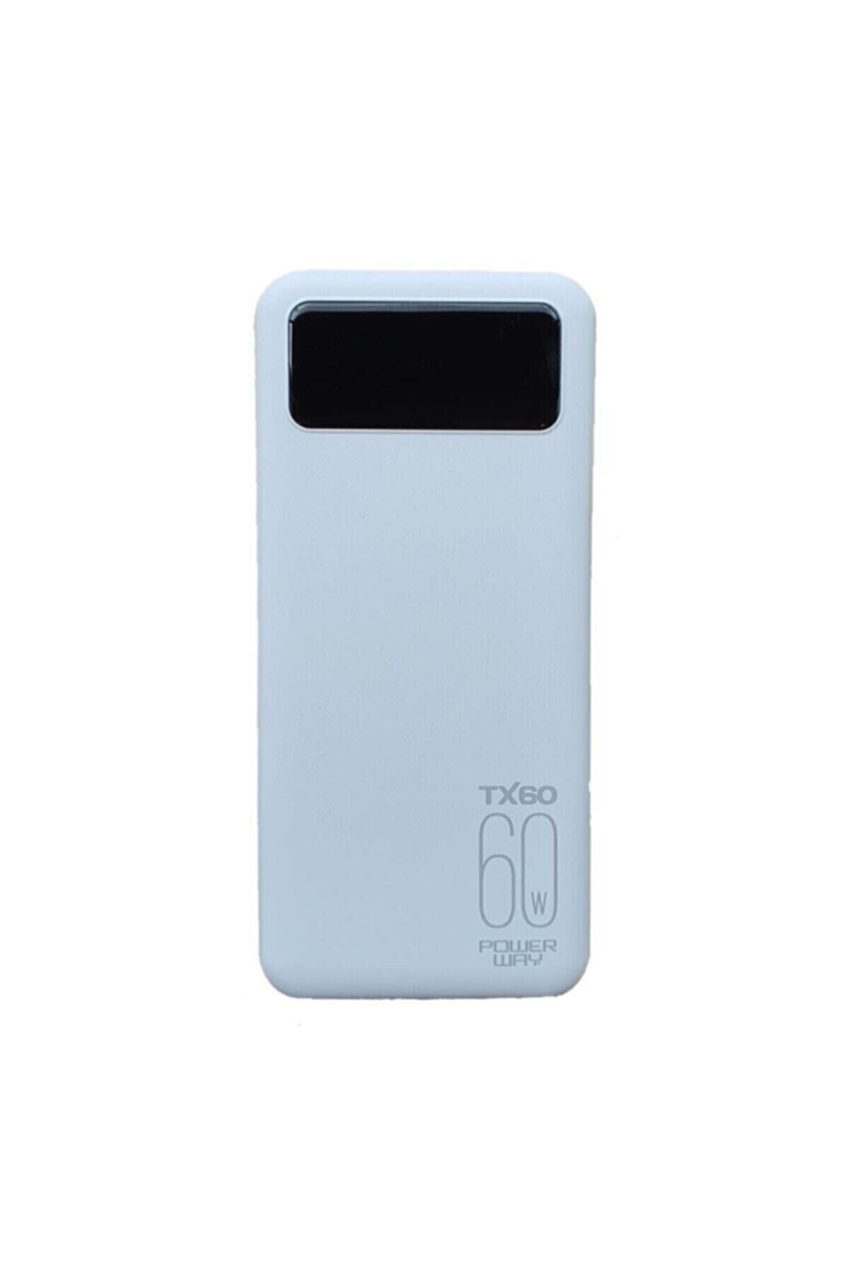 ELECTROZEN Powerway 60.000 Mah Powerbank Taşınabilir Led Ekran Göstergeli Hızlı Şarj Powerbank Beyaz