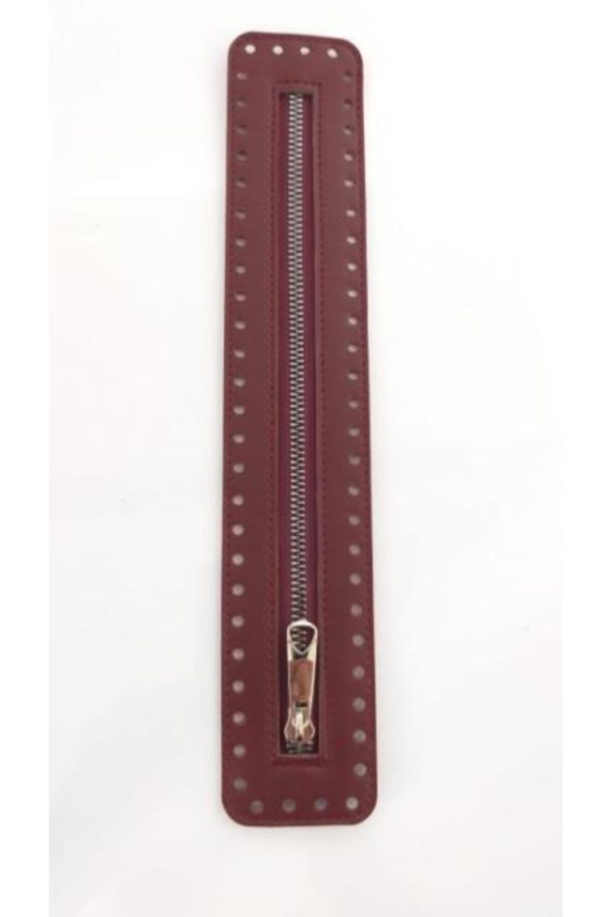 angel çanta aksesuar Derili Fermuar Yeni Model Bordo 30 Cm Gümüş