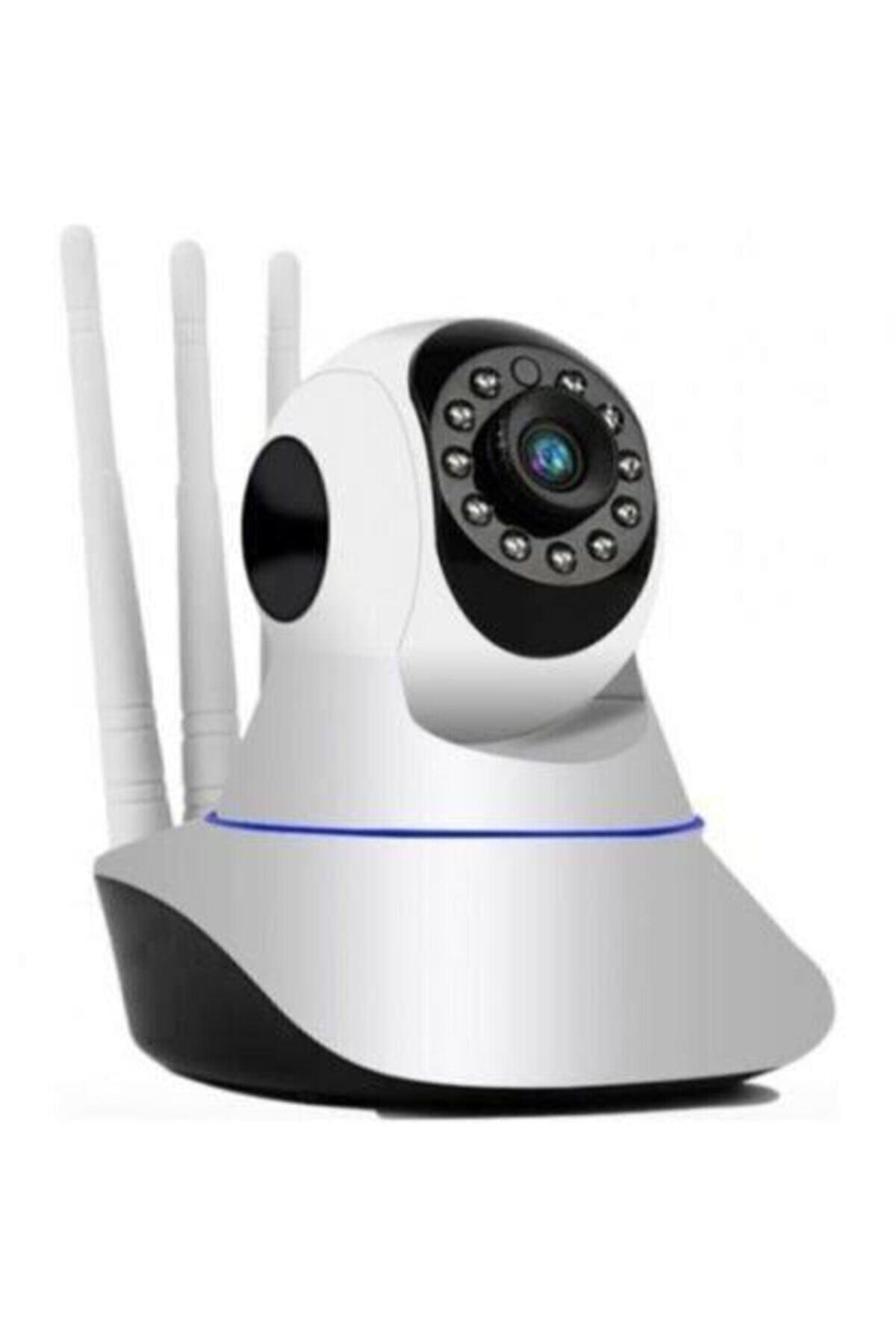 BLUE İNTER Kablosuz Wifi Ip Kamera 1080p Full Hd 3 Mp Hareketli Kamera Gece Görüşlü Beyaz
