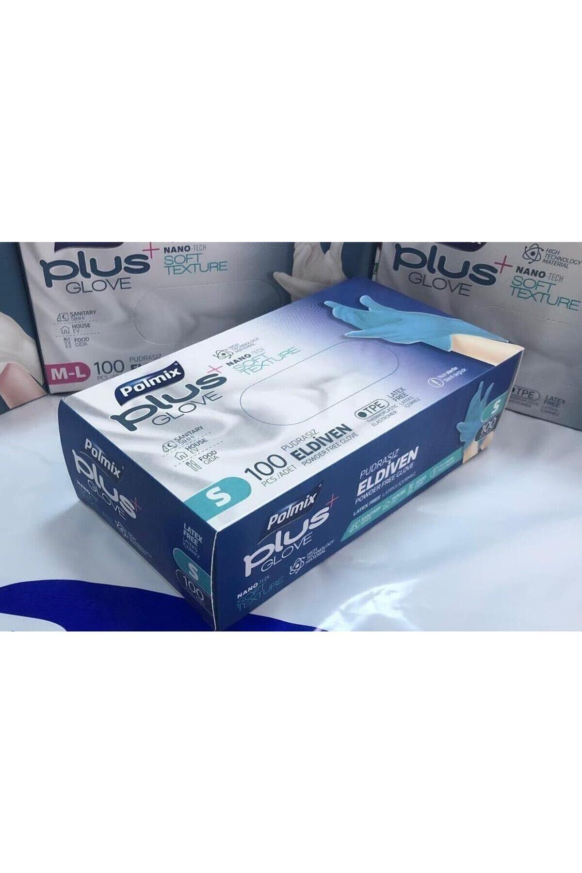 Polmix Plus Tpe Eldiven Mavi - S Beden (100'lü 10 Kutu)