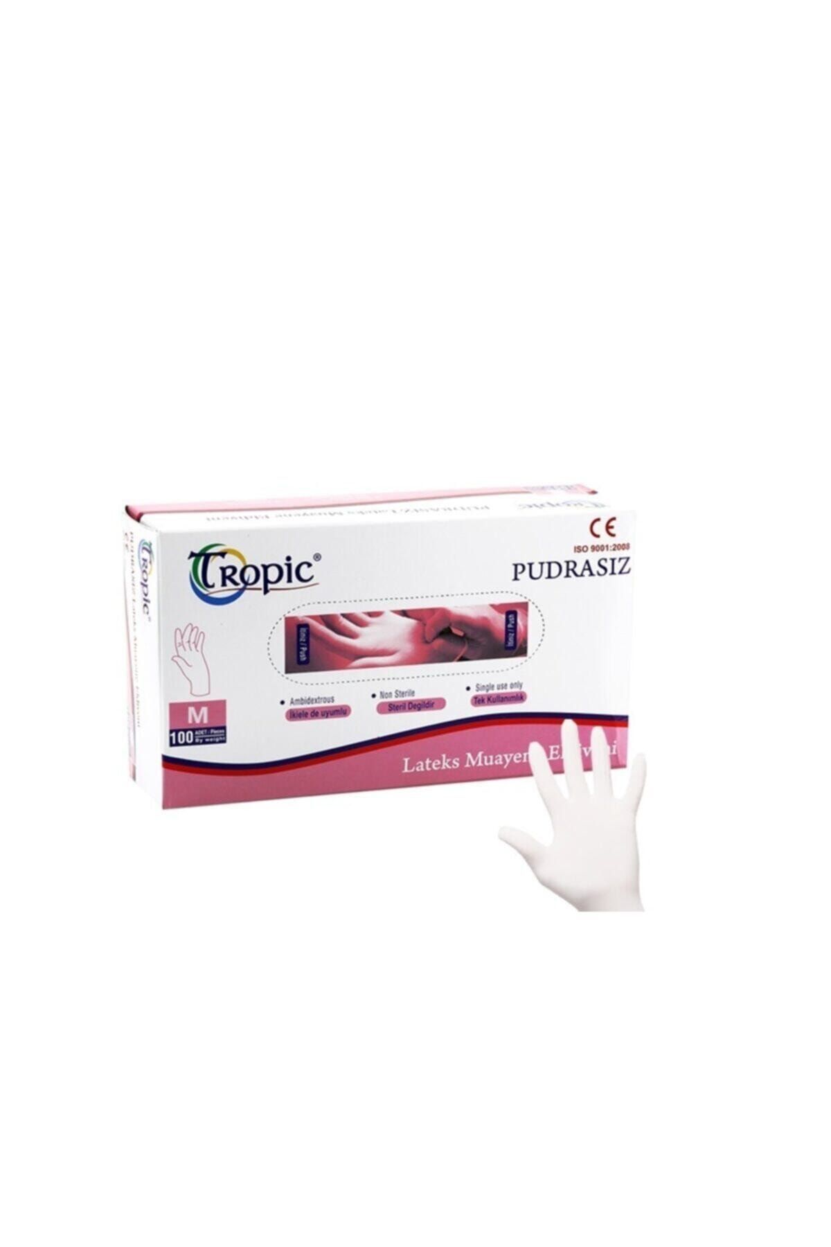 Tropic Lateks Pudrasız Beyaz Muayene Eldiveni (m )