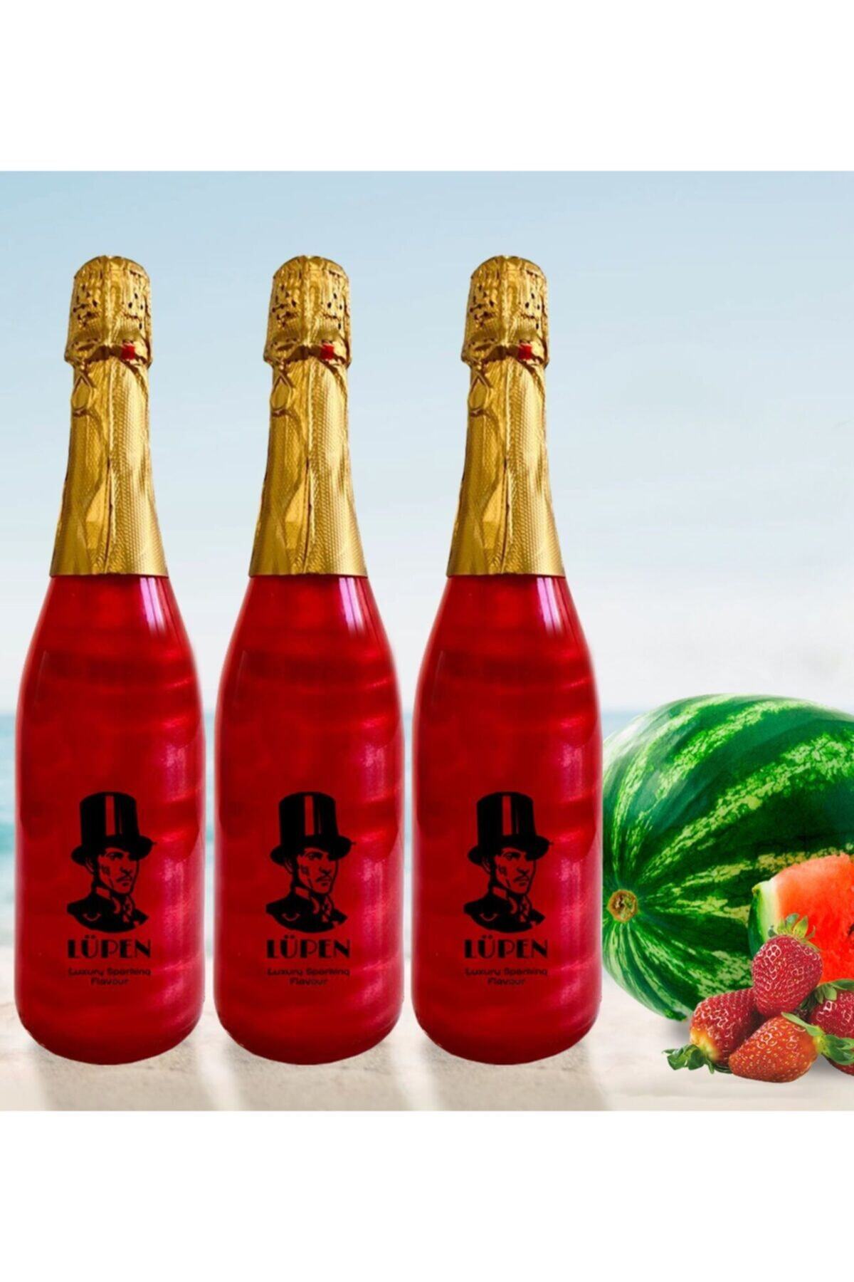 Lüpen Simli Lux Karpuz Çilek Aromalı 750 Ml Gazlı İçecek 3 Adet
