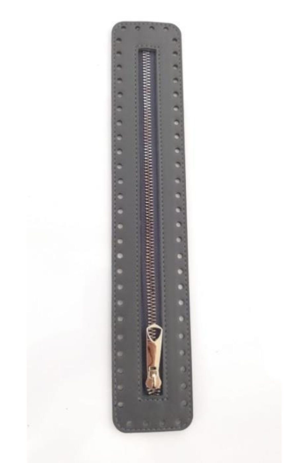 angel çanta aksesuar Derili Fermuar Yeni Model Gri 30 Cm Gümüş