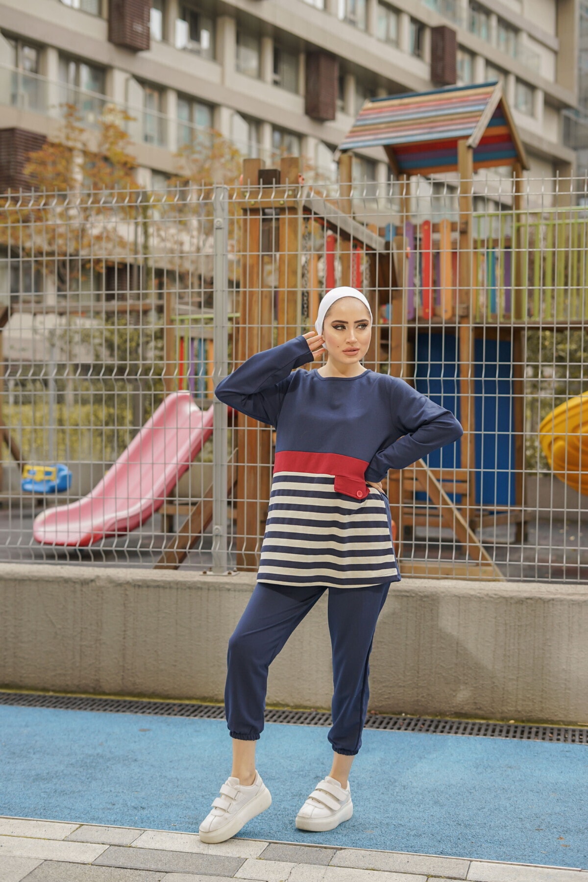 BURCU TESETTÜR Cizgili Ikili Takımı Trn2070 Laci