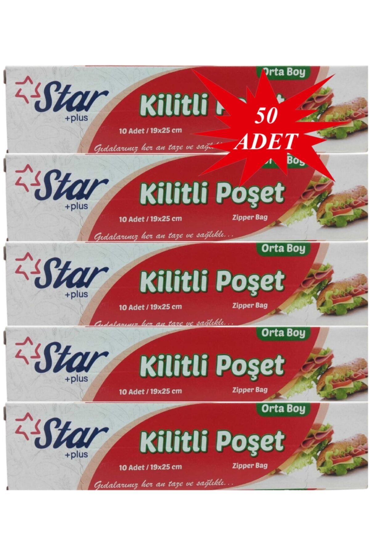 Star Plus Kilitli Buzdolabı Poşeti Orta Boy 50 Adet 19*25 Ebat