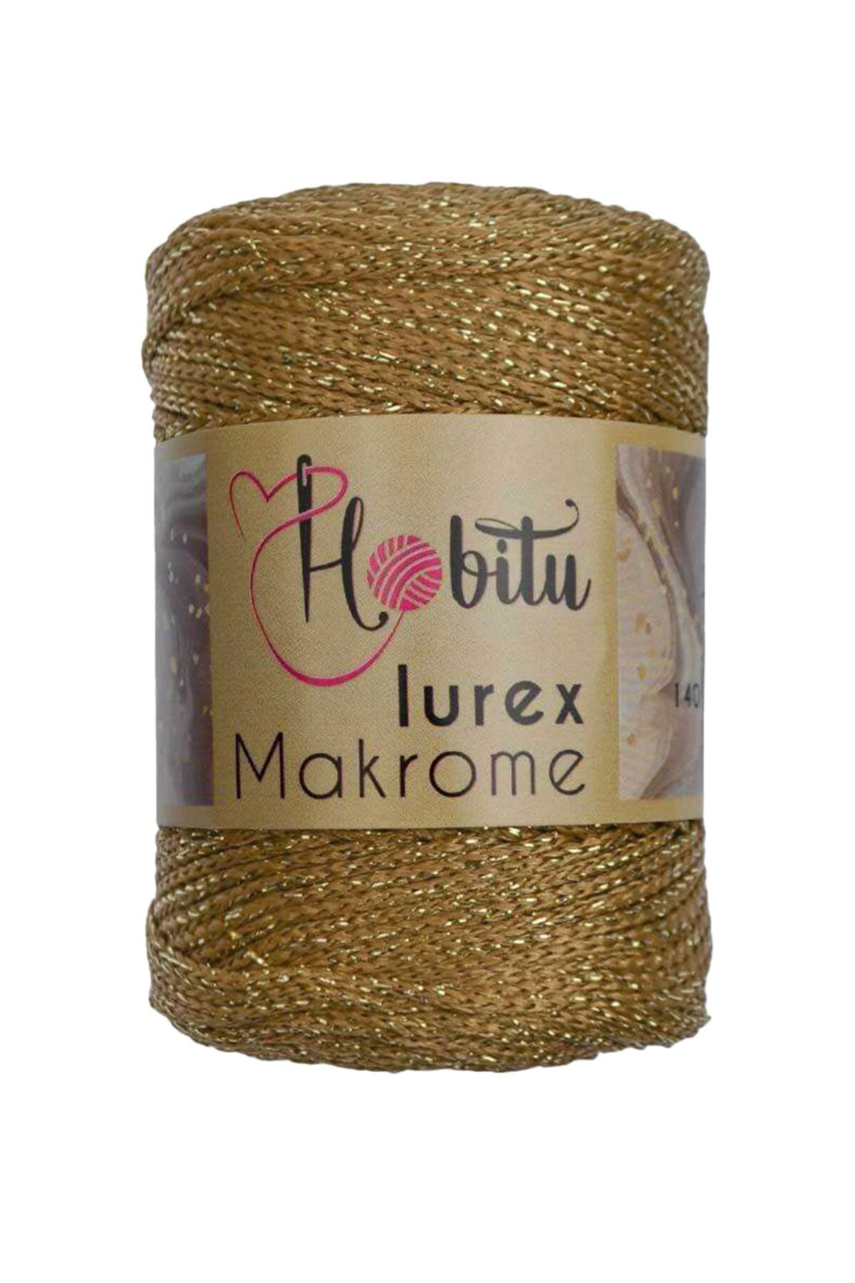 E Elmas Polyester Simli Makrome El Örgü Ipi Altın Altın 44