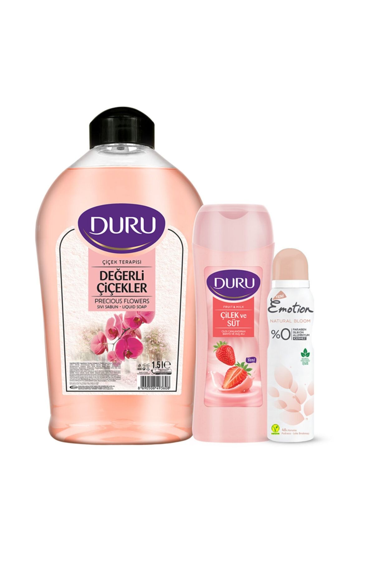 Emotion Natural Bloom Deo 150ml&değerli Çiçekler Sıvı Sabun 1,5lt&duru Fruit &süt Duş Jeli 450ml