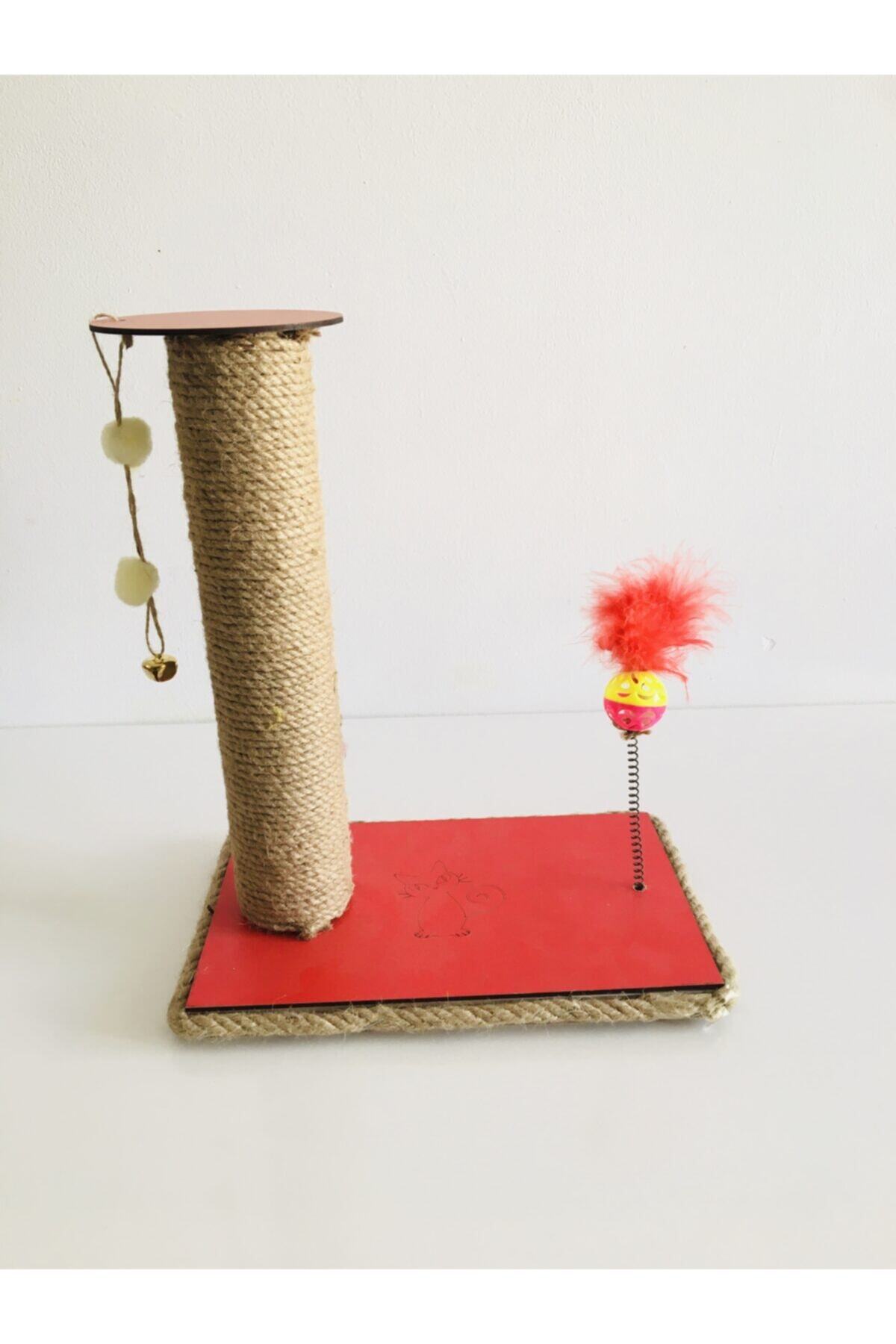 GülPet Ahşap Kedi Tırmalama - Zilli & Toplu Kedi Oyuncağı