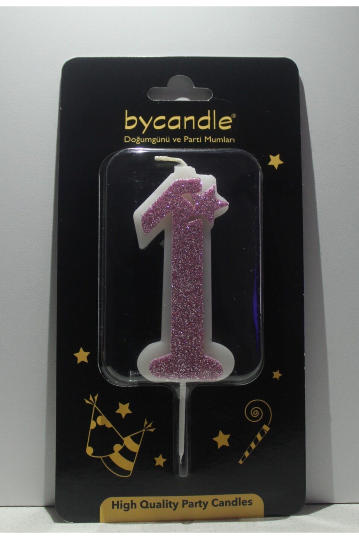By Candle 1 Yaş Pembe Simli Evalı Pasta Mumu Doğum Günü Parti Pasta Süsü