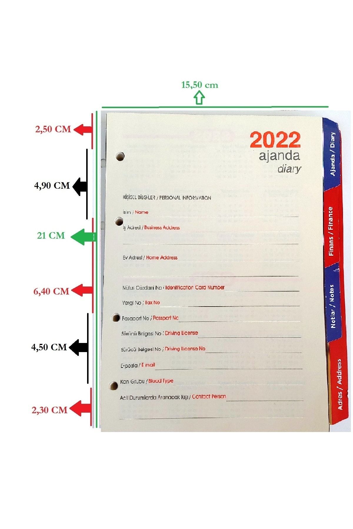 3D 2022 Ajanda Organizer Yedeği 4 Halka
