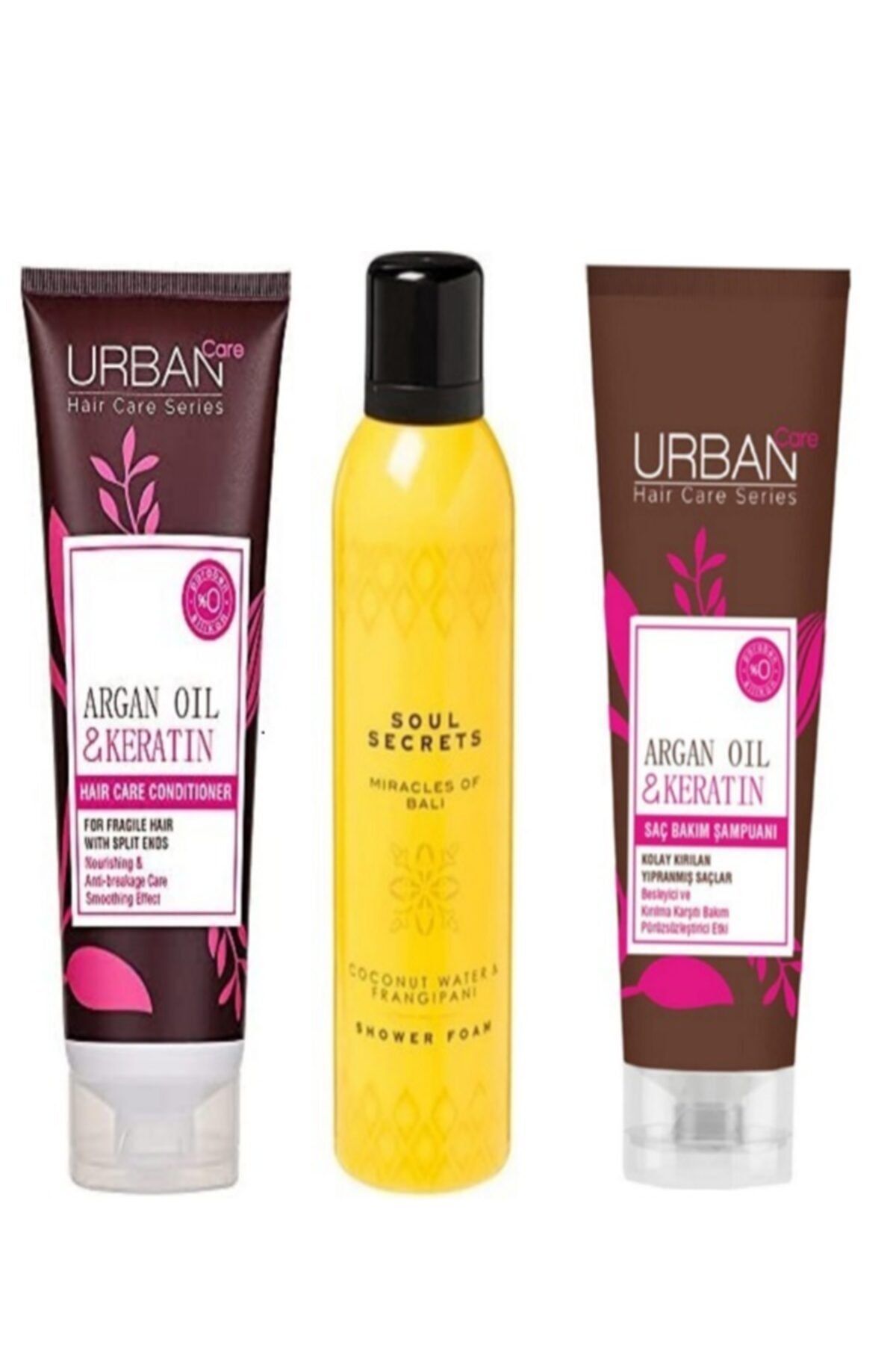 Urban Care Argan Oil & Keratin Kırılma Karşıtı Saç Bakım Şampuanı Ve Saç Kremi & Duş Köpüğü 3'lü Set