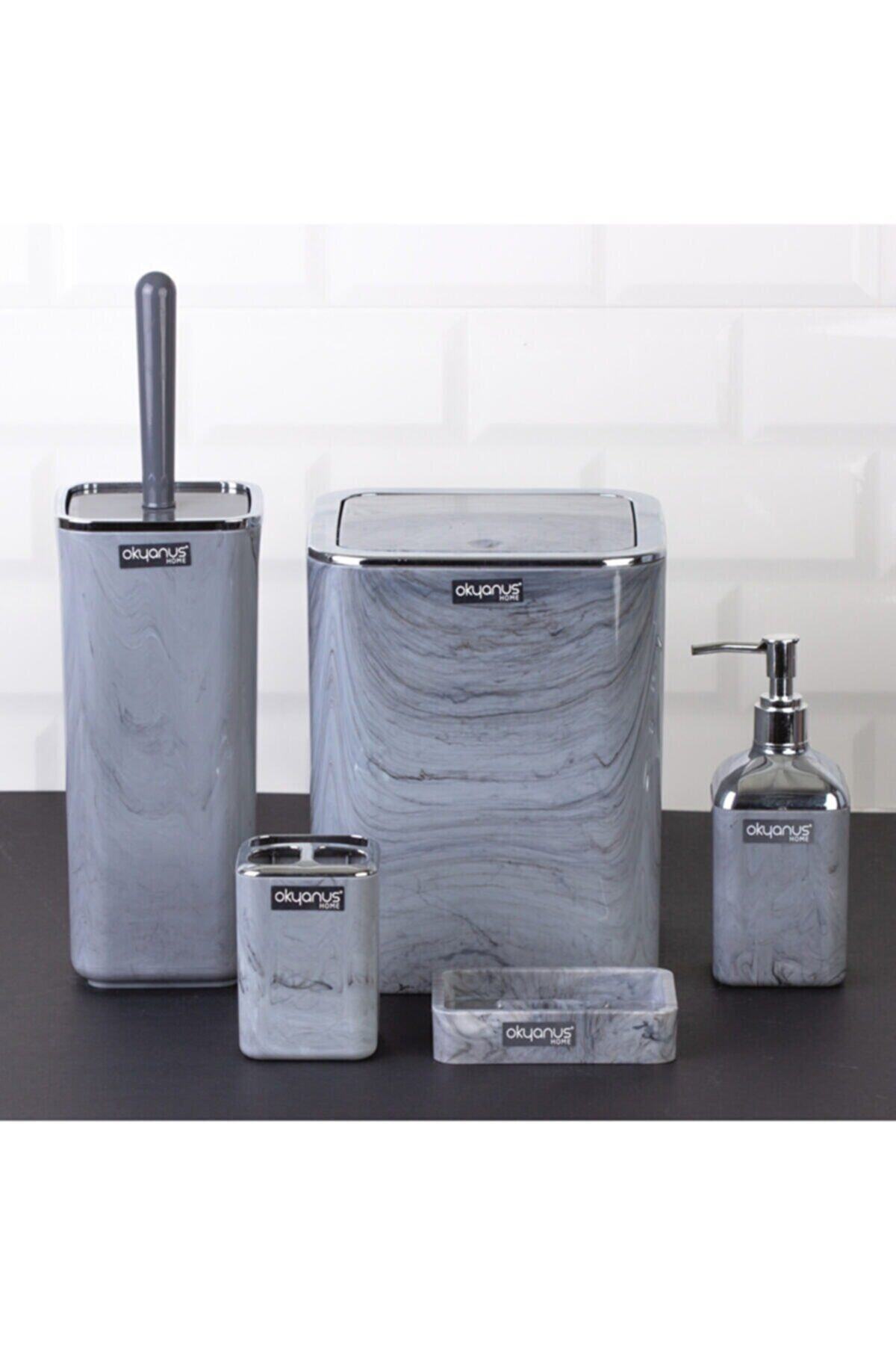 NEWSTORE HOME Kare Mermer Desenli Banyo Seti 5'li Oky-514-1