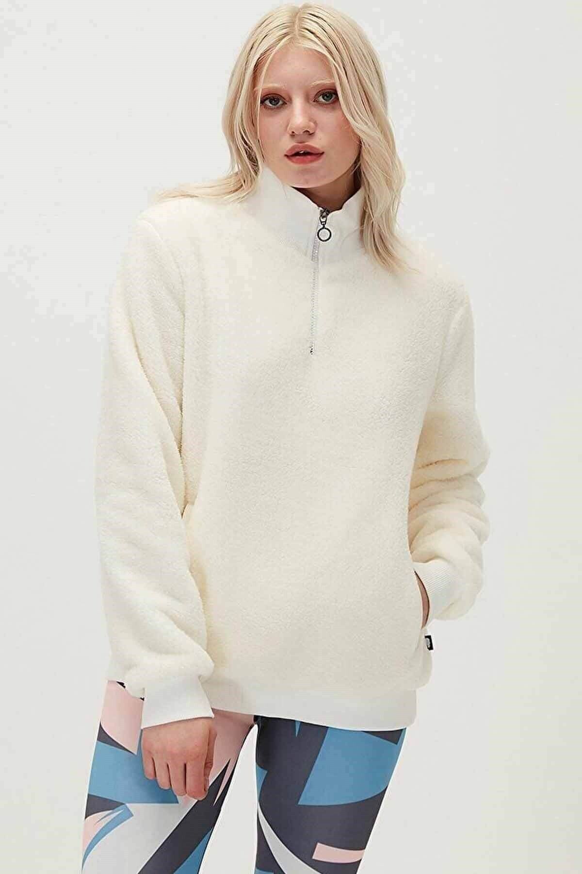 Bad Bear Gabi Plush Kadın Polar Sweatshirt 21.04.29.002-c04off-whıte
